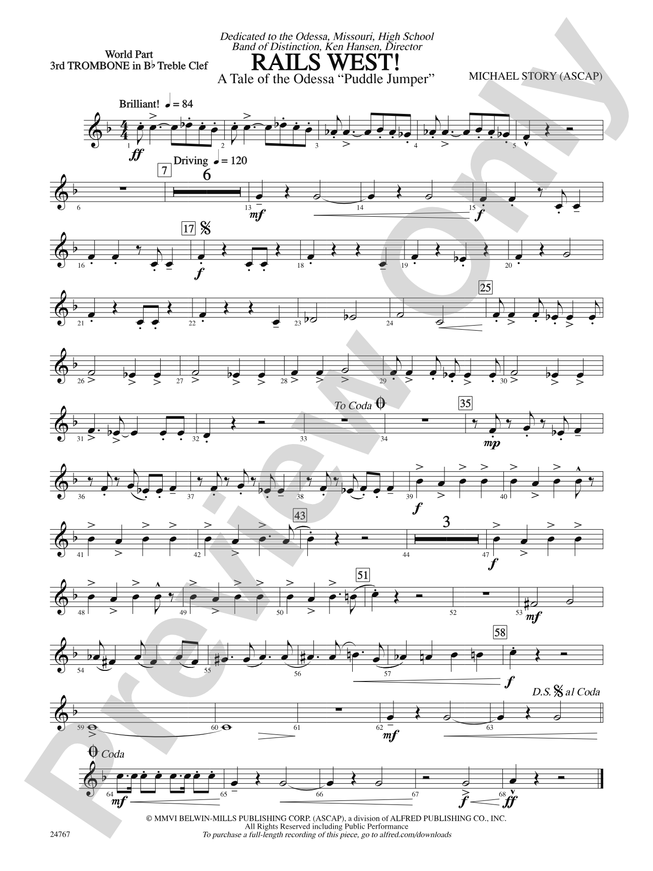 Rails West! (A Tale of the Odessa Puddle Jumper): (wp) 3rd B-flat Trombone T.C.