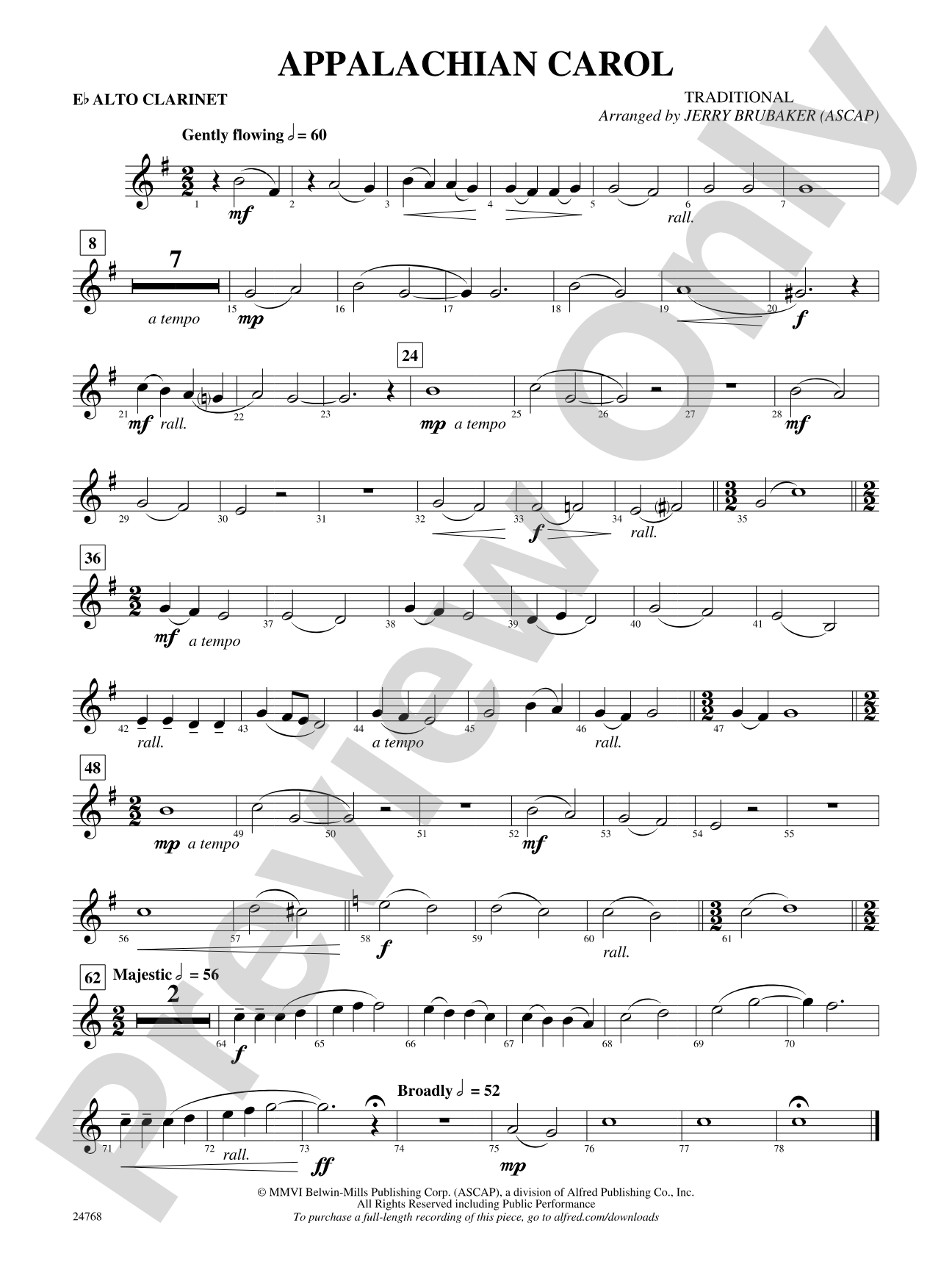 Appalachian Carol: E-flat Alto Clarinet