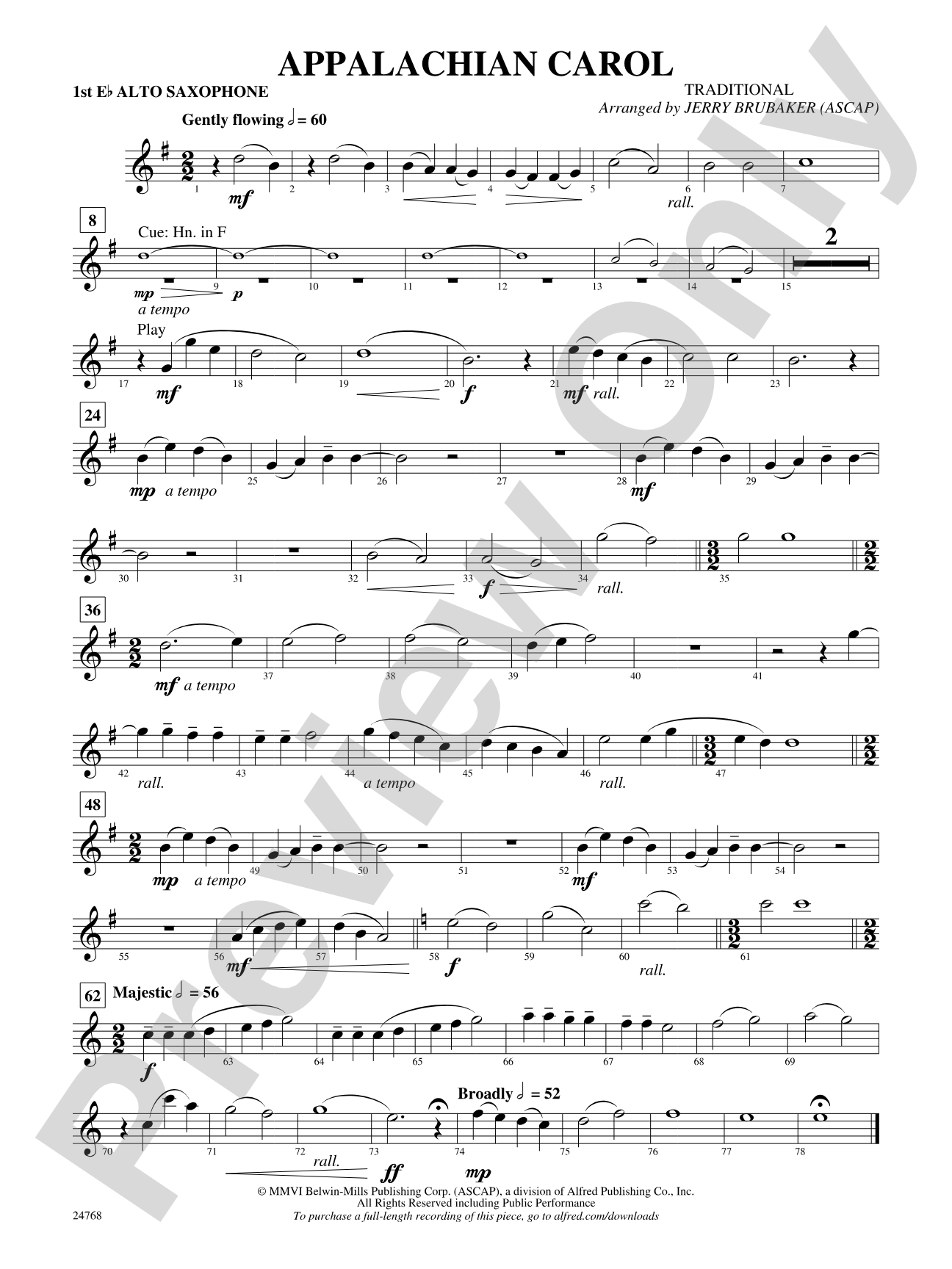 Appalachian Carol: E-flat Alto Saxophone