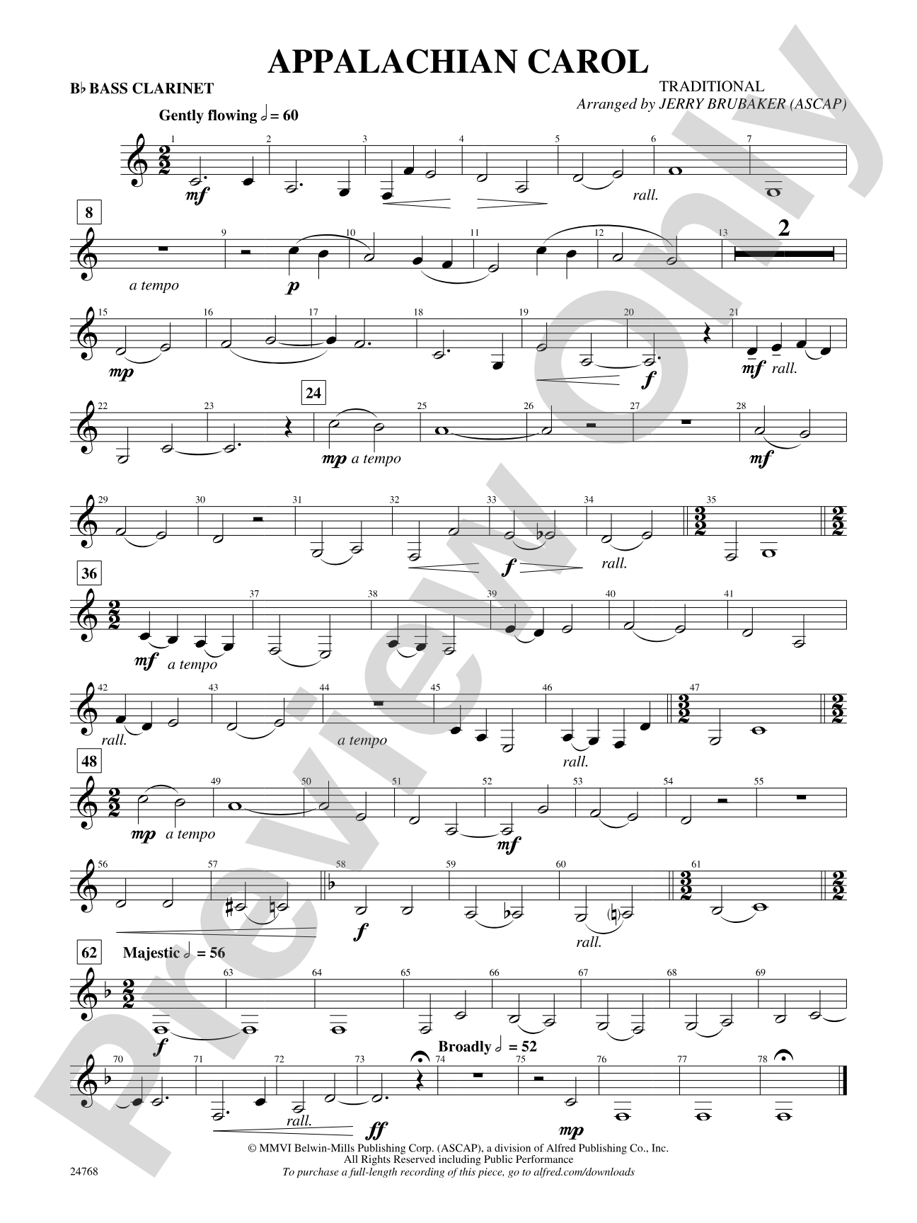 Appalachian Carol: B-flat Bass Clarinet