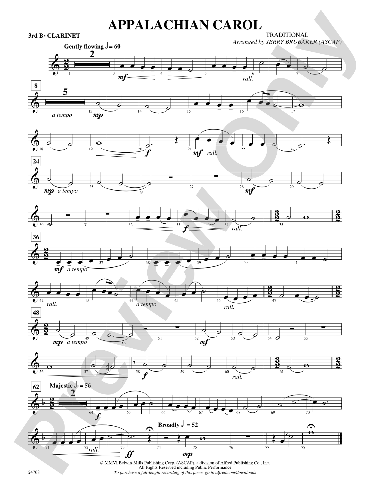 Appalachian Carol: 3rd B-flat Clarinet