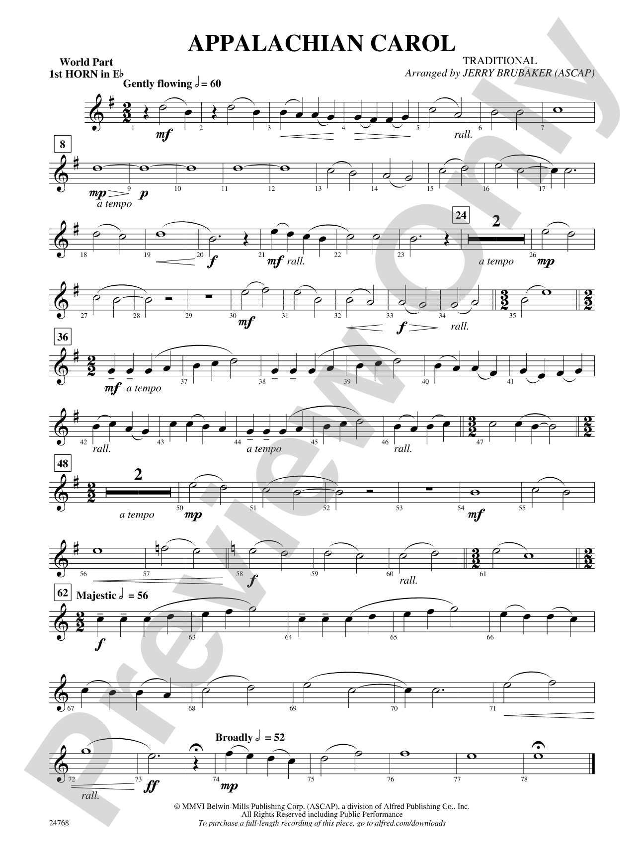 Appalachian Carol: (wp) 1st Horn in E-flat