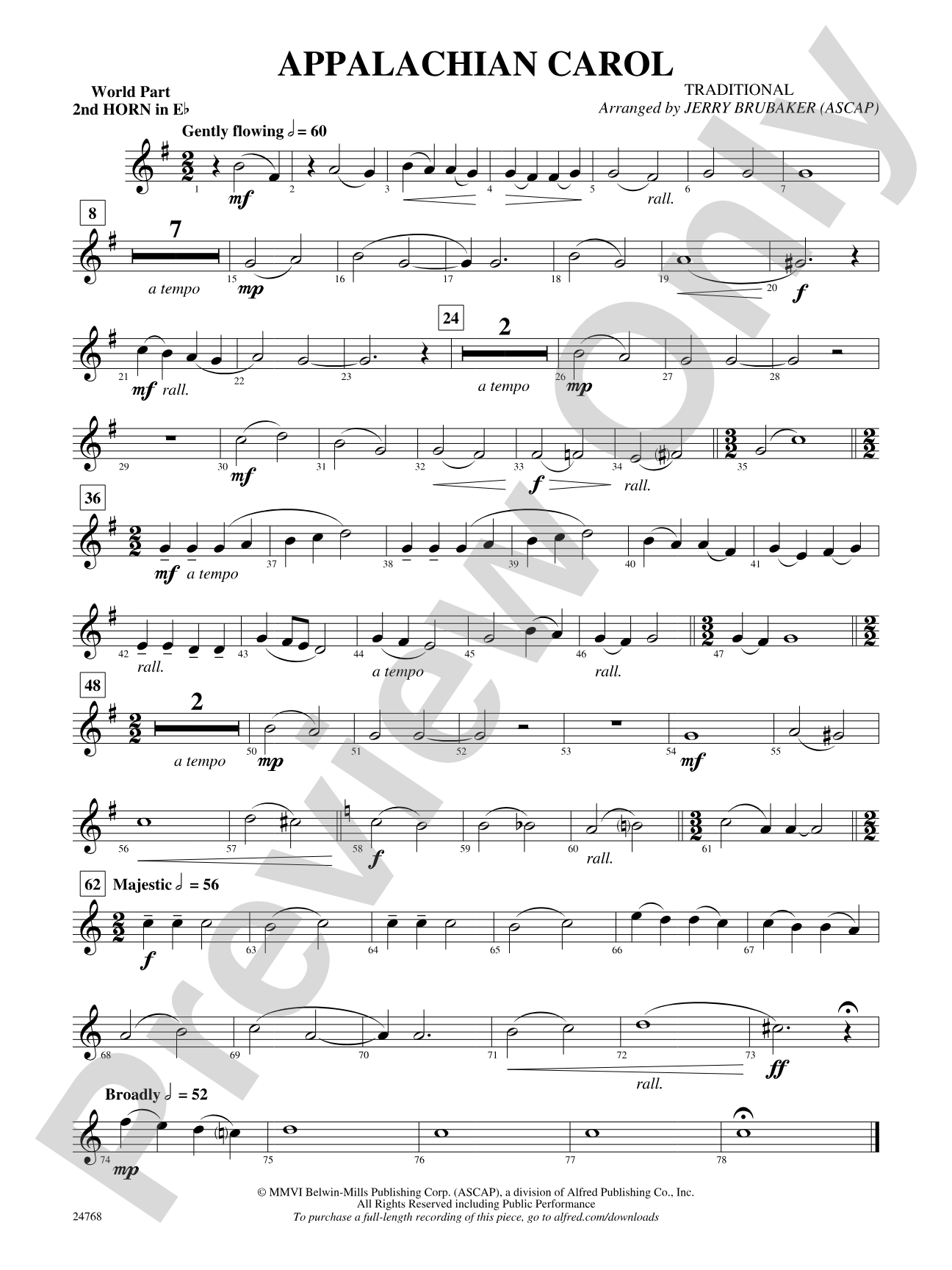 Appalachian Carol: (wp) 2nd Horn in E-flat