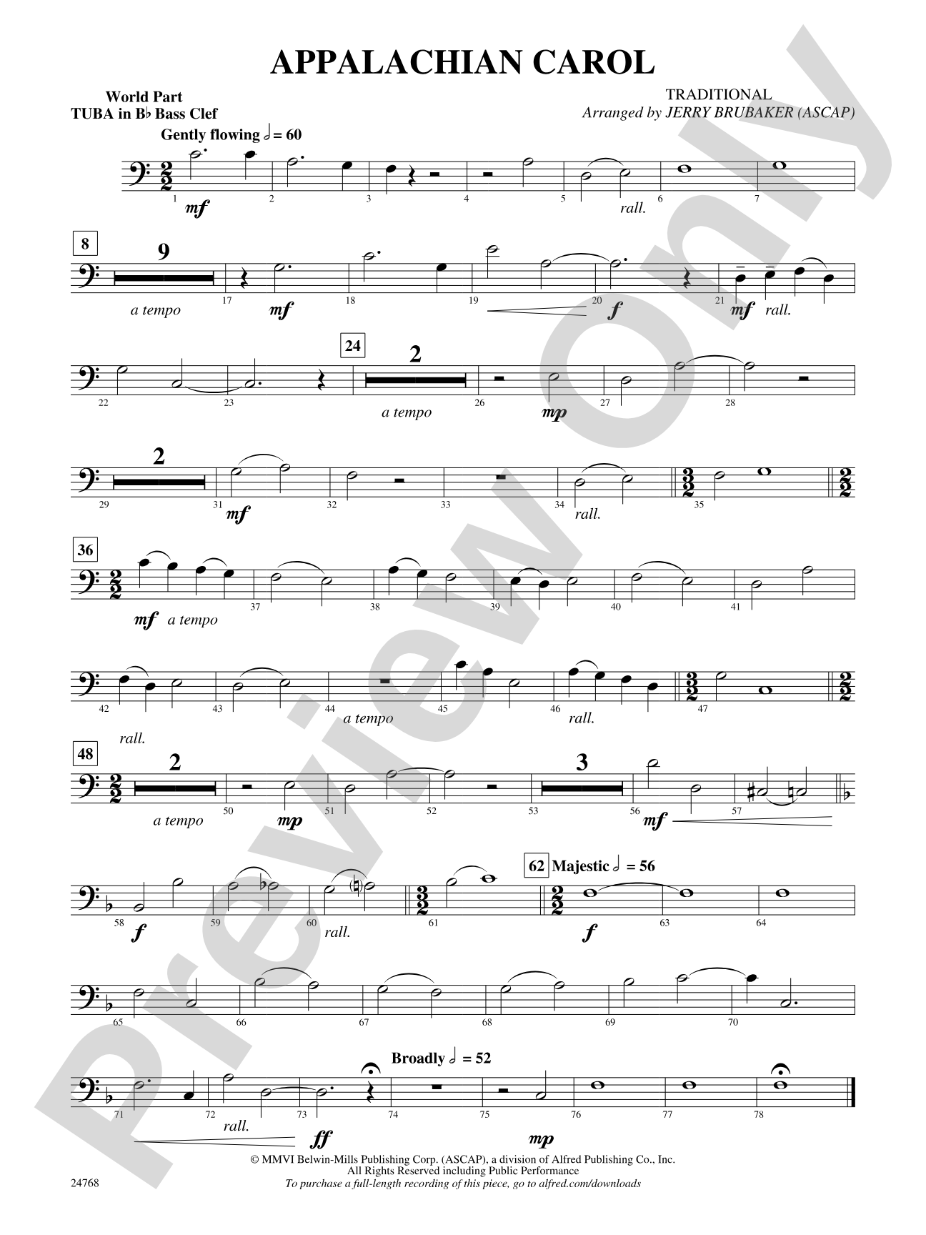 Appalachian Carol: (wp) B-flat Tuba B.C.