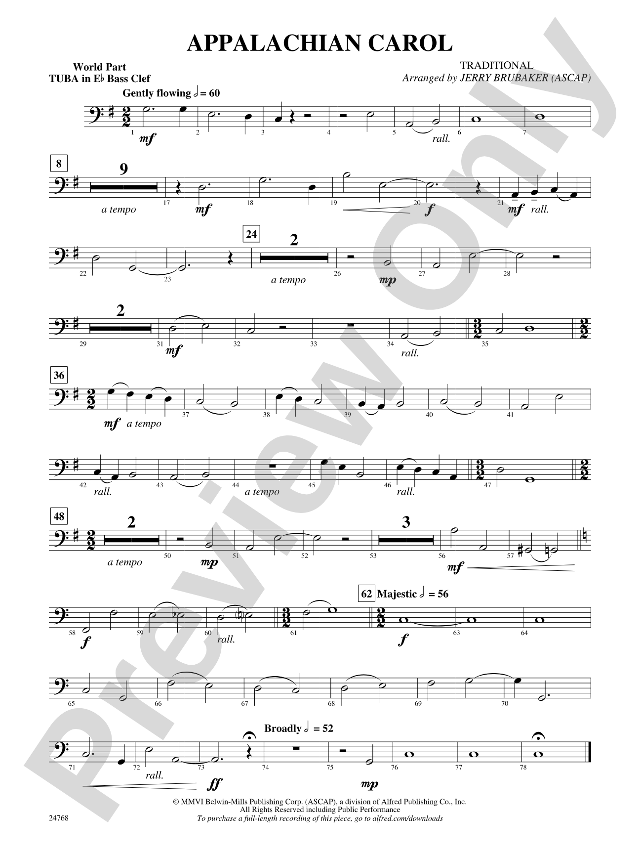 Appalachian Carol: (wp) E-flat Tuba B.C.