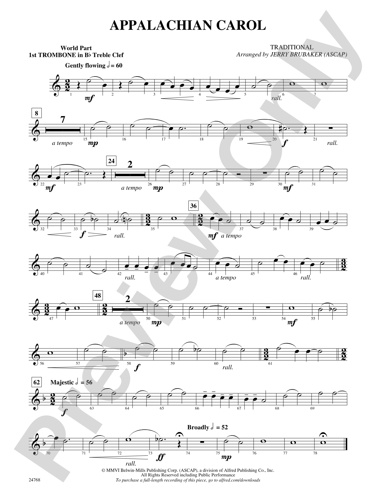 Appalachian Carol: (wp) 1st B-flat Trombone T.C.