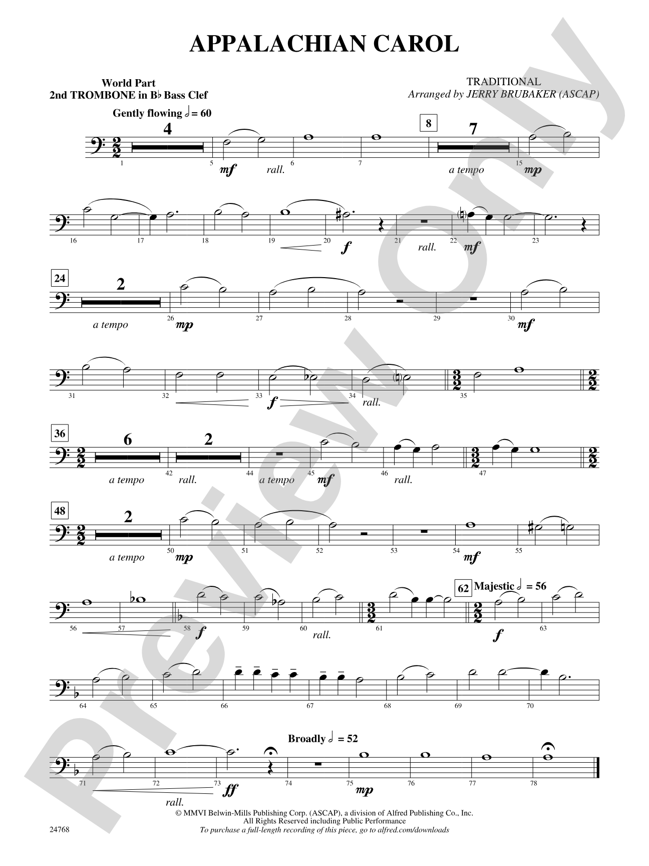Appalachian Carol: (wp) 2nd B-flat Trombone B.C.