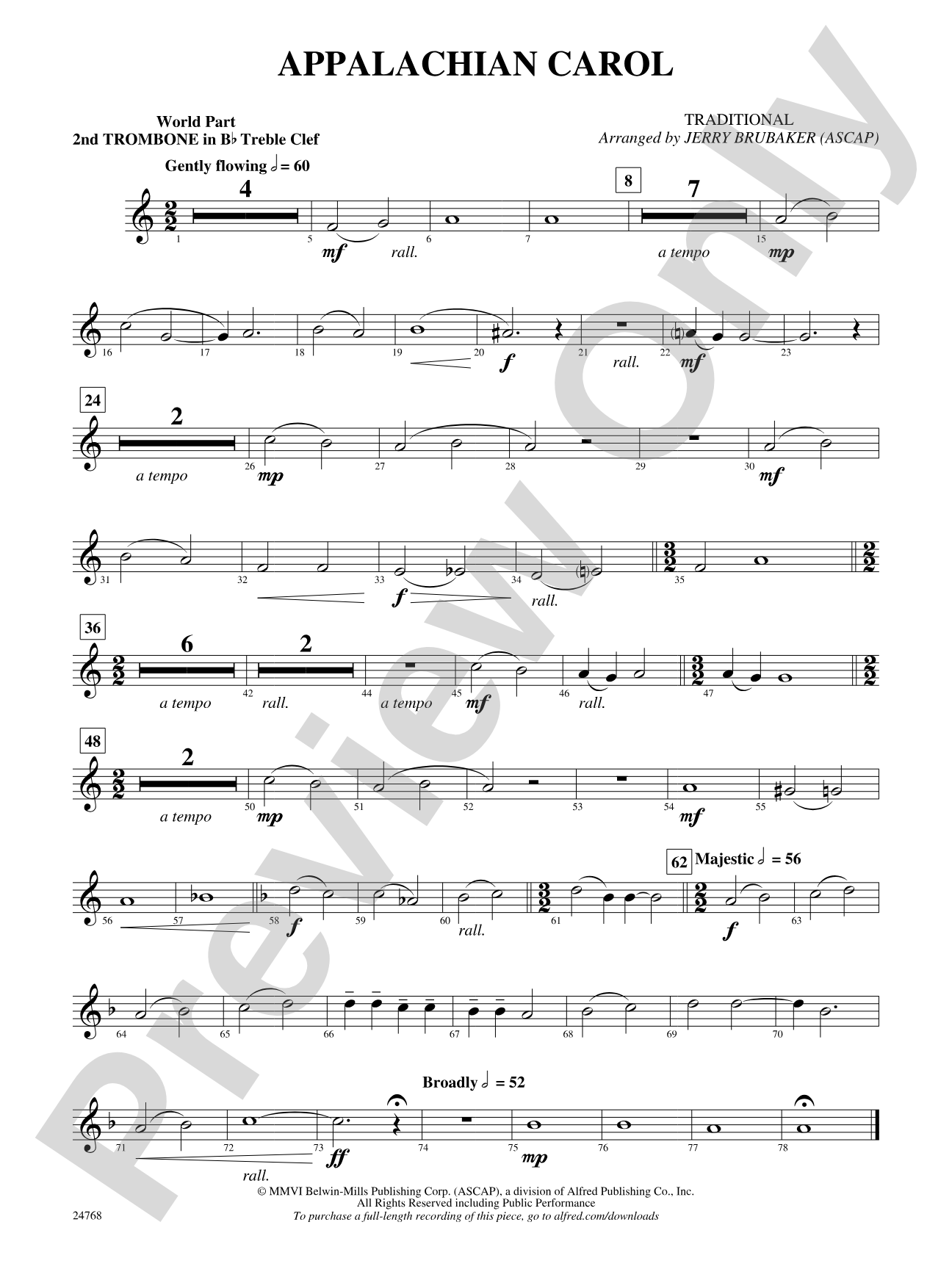 Appalachian Carol: (wp) 2nd B-flat Trombone T.C.