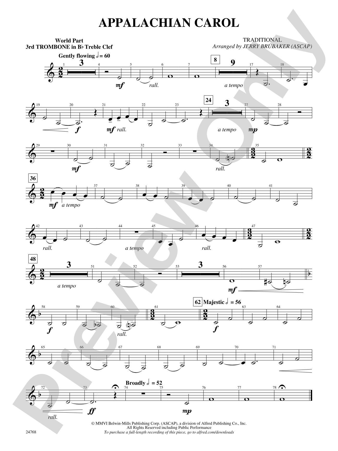 Appalachian Carol: (wp) 3rd B-flat Trombone T.C.