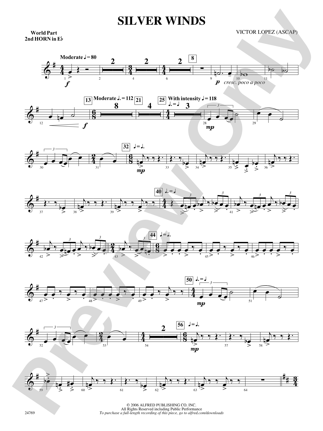 Silver Winds: (wp) 2nd Horn in E-flat