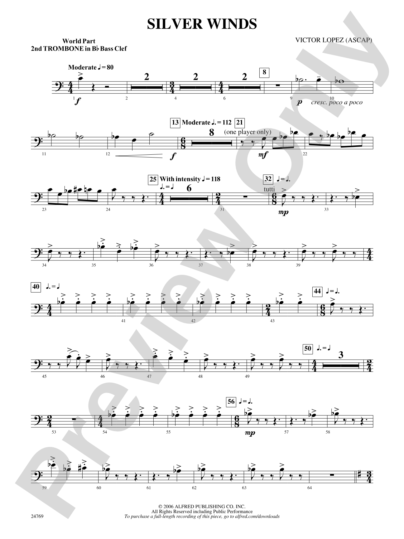 Silver Winds: (wp) 2nd B-flat Trombone B.C.