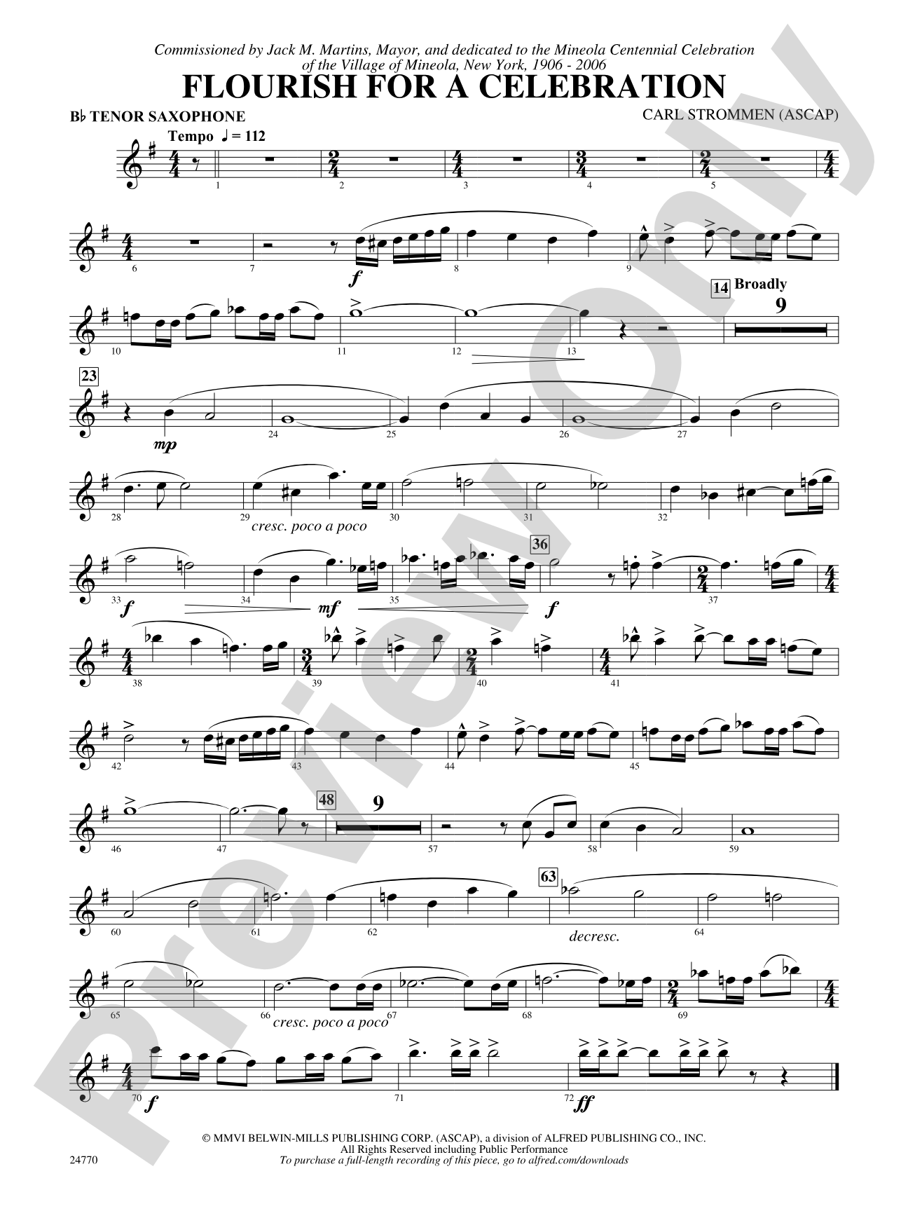 Flourish for a Celebration: B-flat Tenor Saxophone