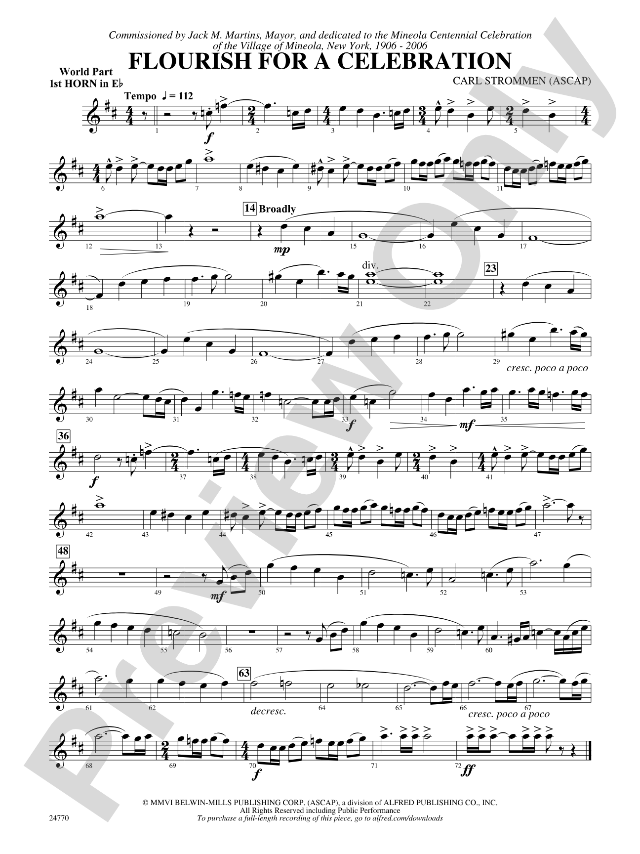 Flourish for a Celebration: (wp) 1st Horn in E-flat