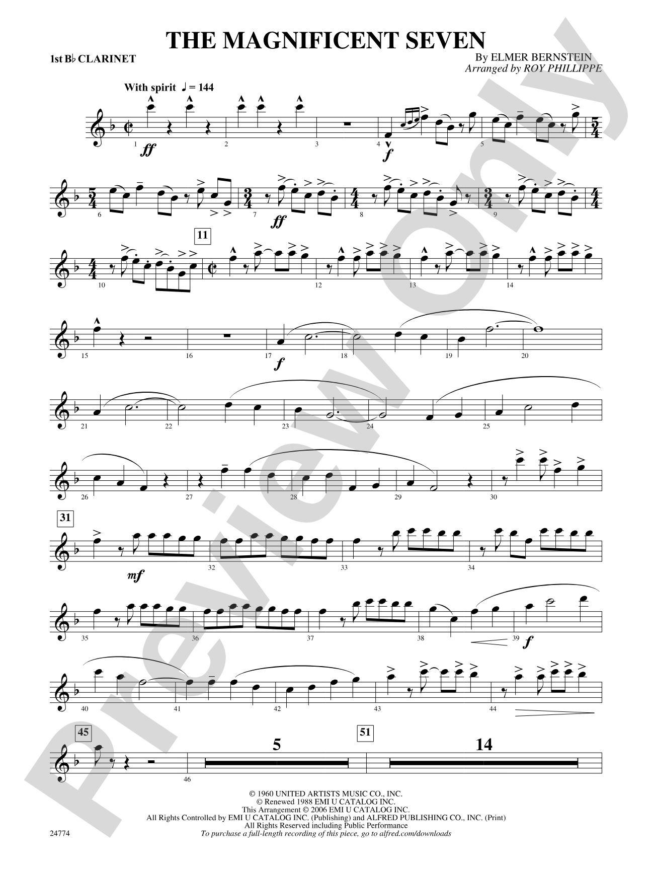 The Magnificent Seven: 1st B-flat Clarinet