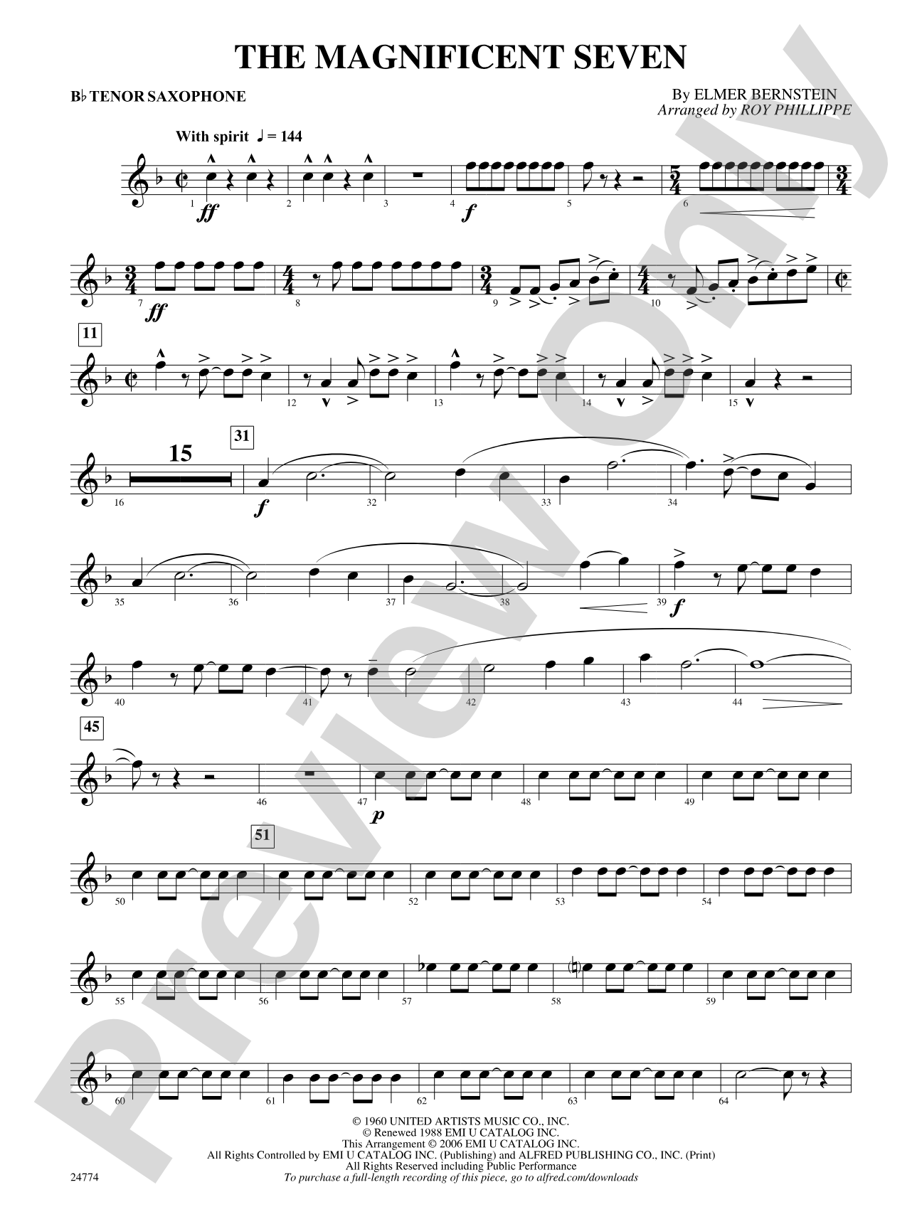 The Magnificent Seven: B-flat Tenor Saxophone