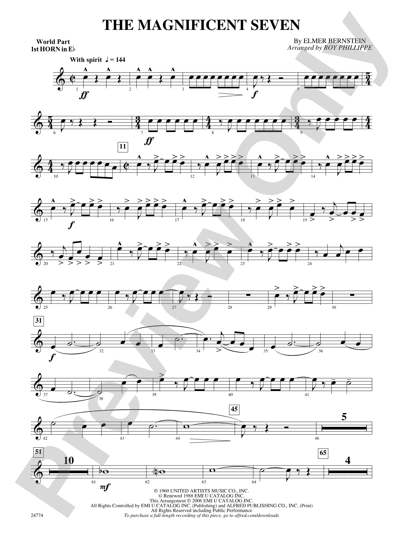 The Magnificent Seven: (wp) 1st Horn in E-flat