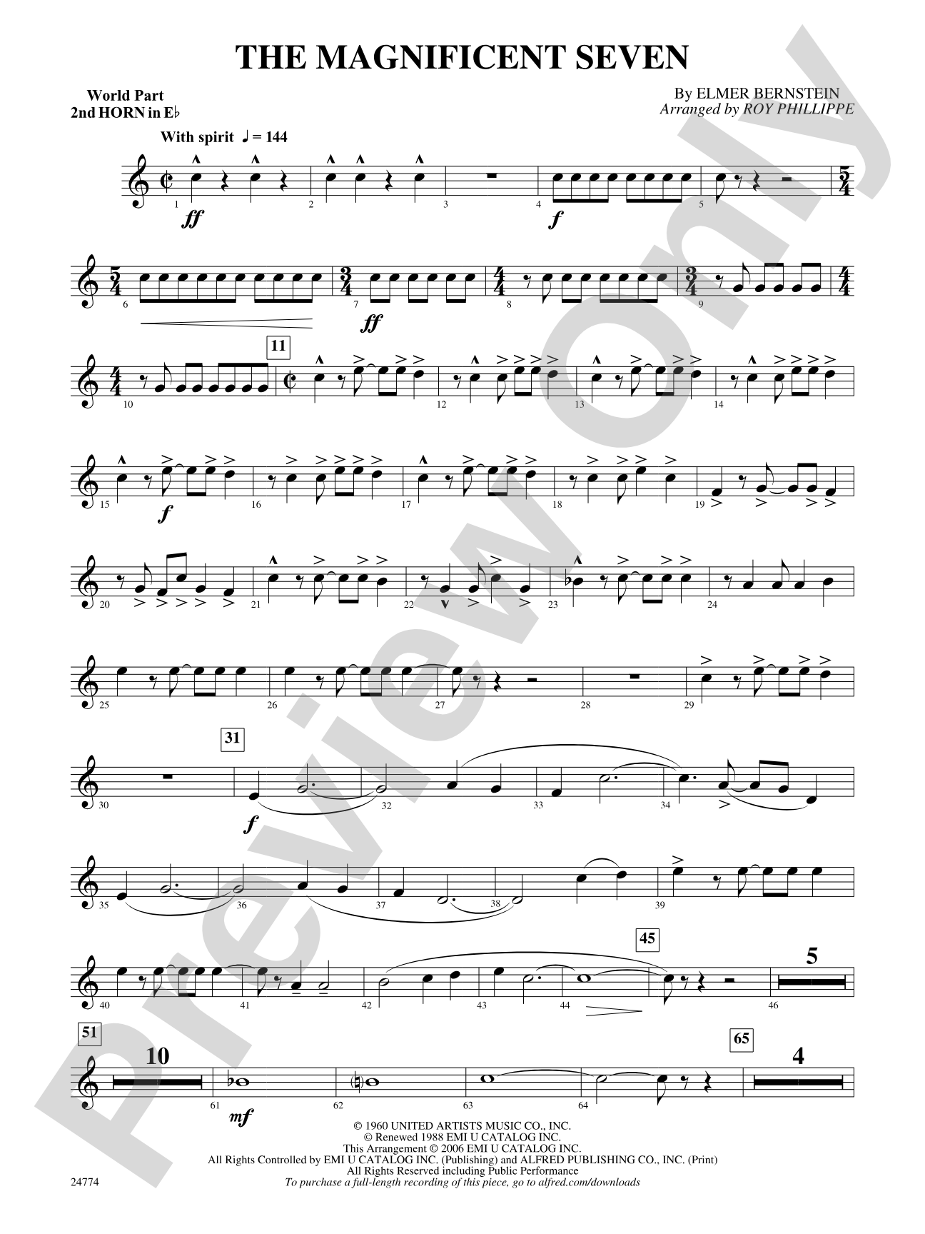 The Magnificent Seven: (wp) 2nd Horn in E-flat