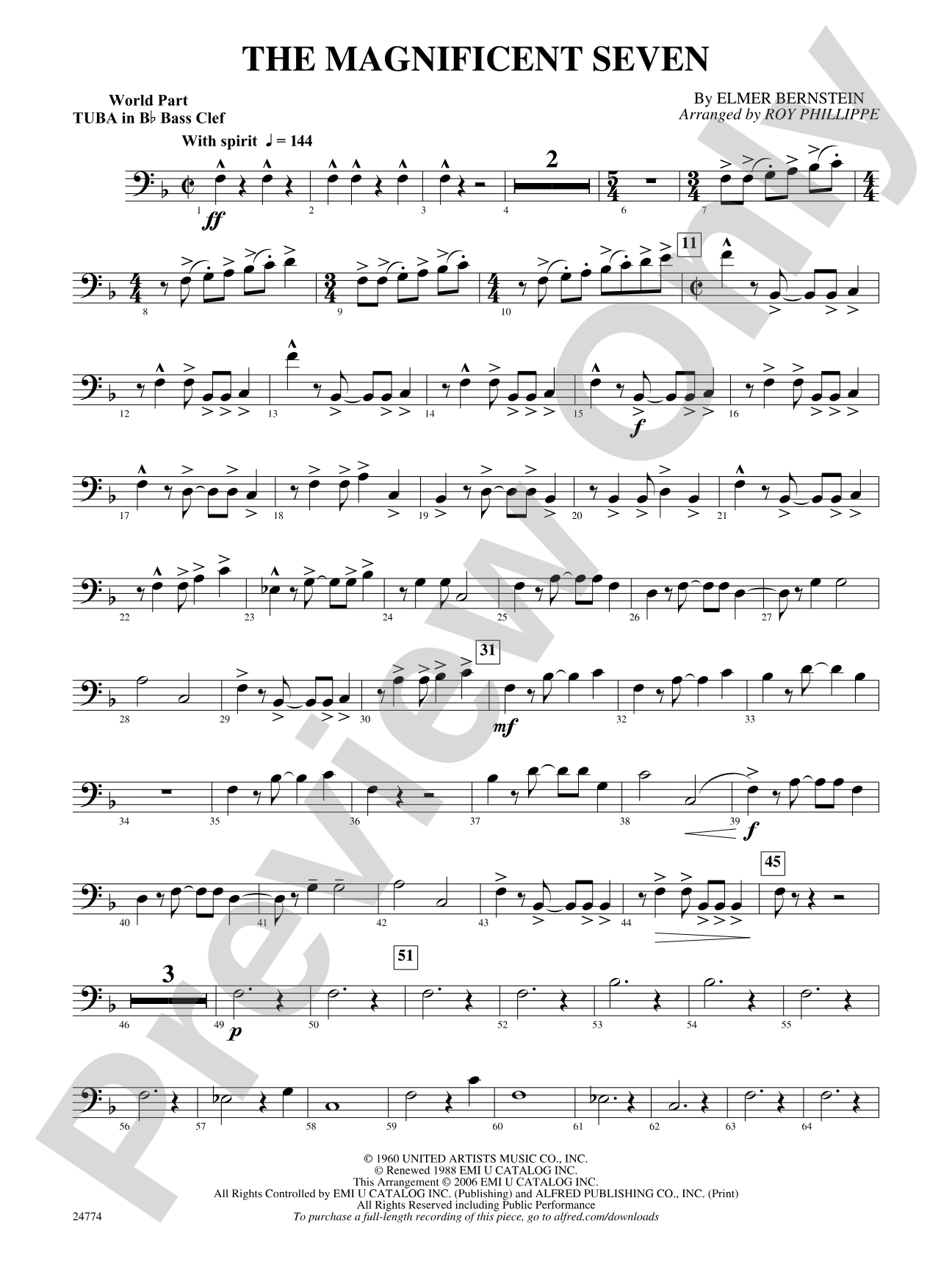 The Magnificent Seven: (wp) B-flat Tuba B.C.