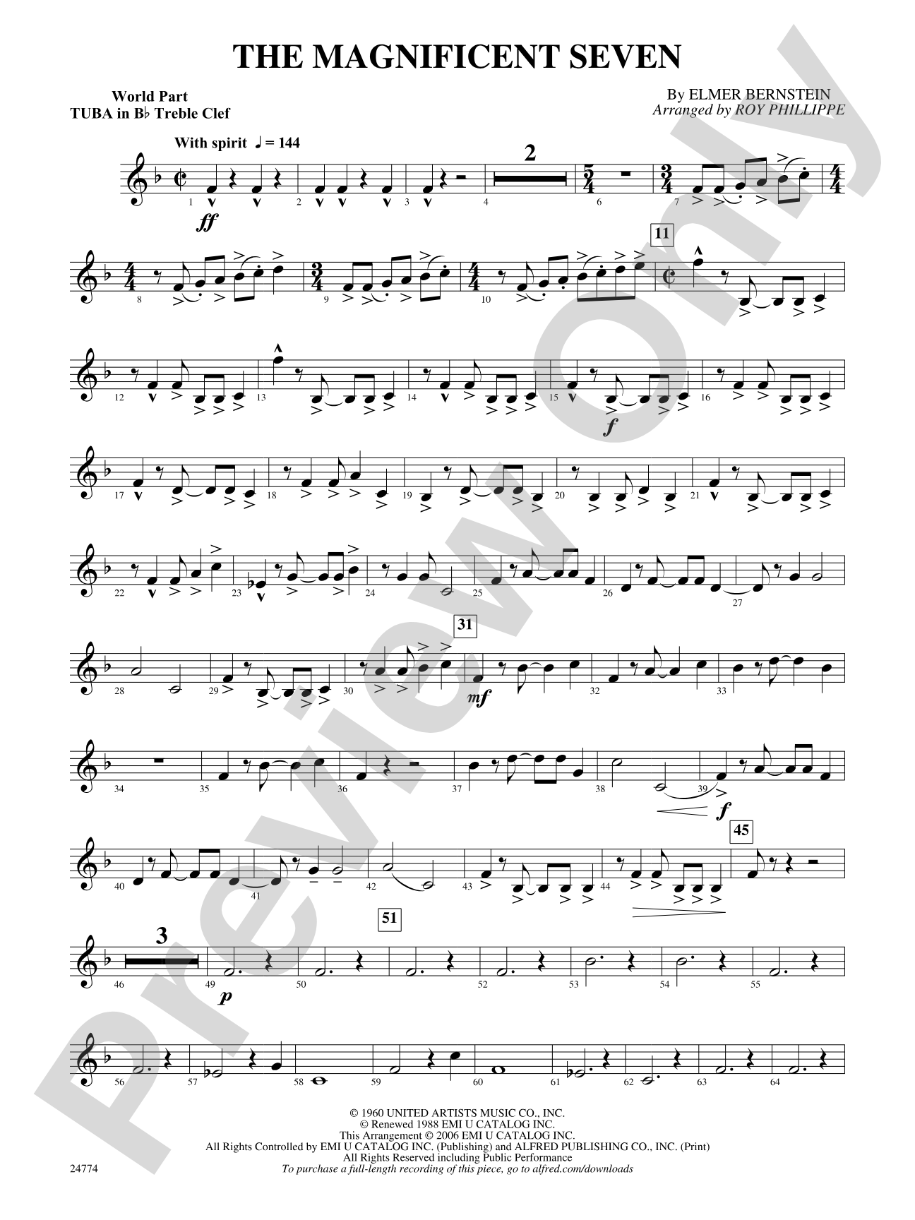 The Magnificent Seven: (wp) B-flat Tuba T.C.