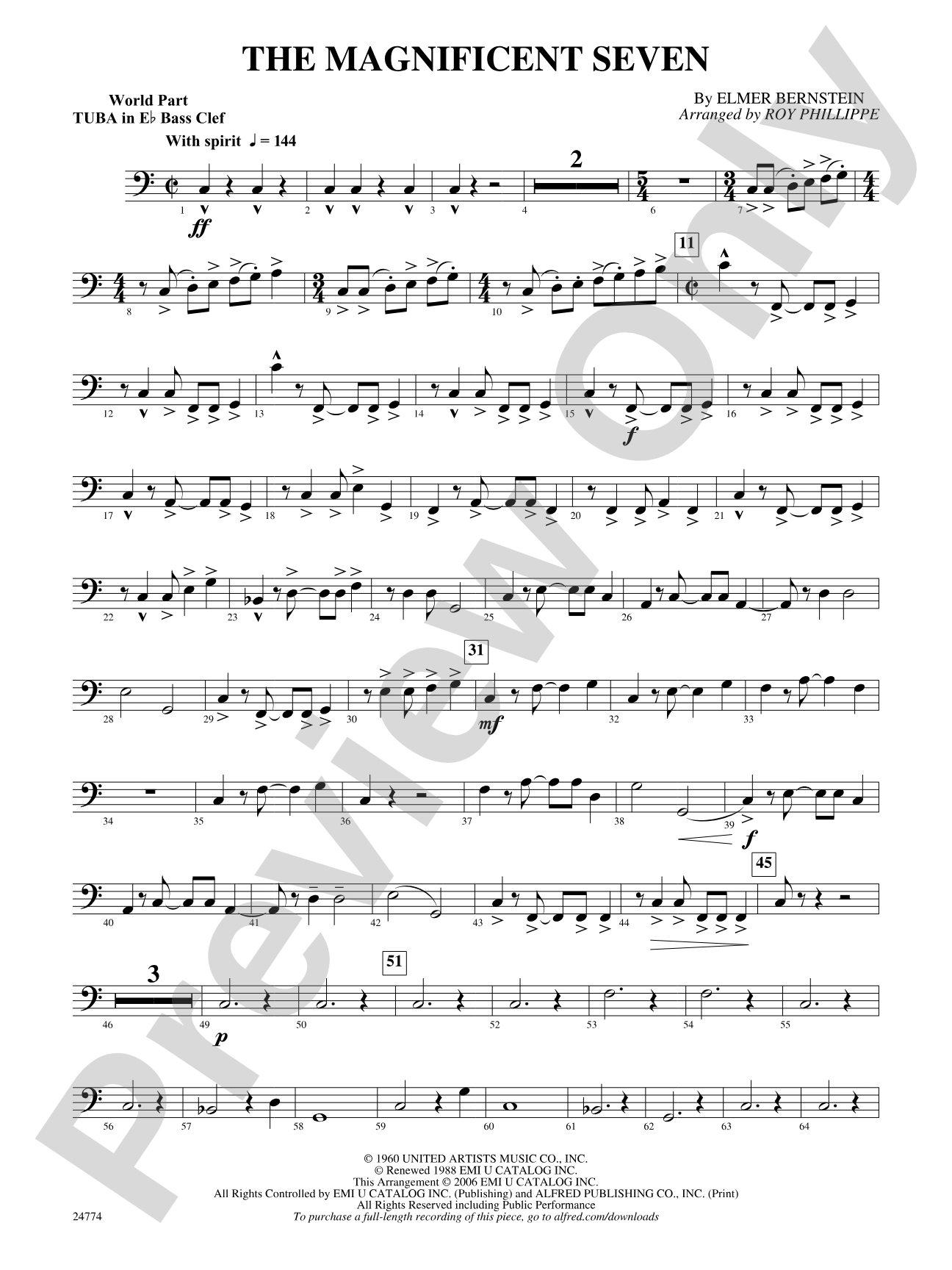 The Magnificent Seven: (wp) E-flat Tuba B.C.