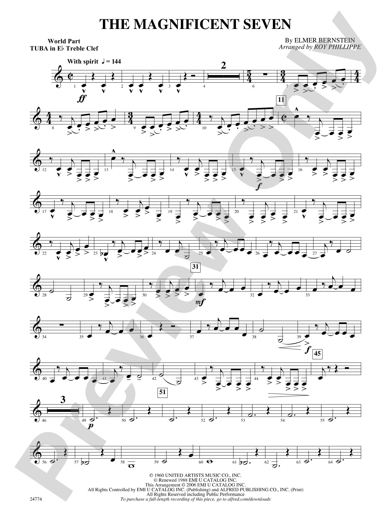 The Magnificent Seven: (wp) E-flat Tuba T.C.