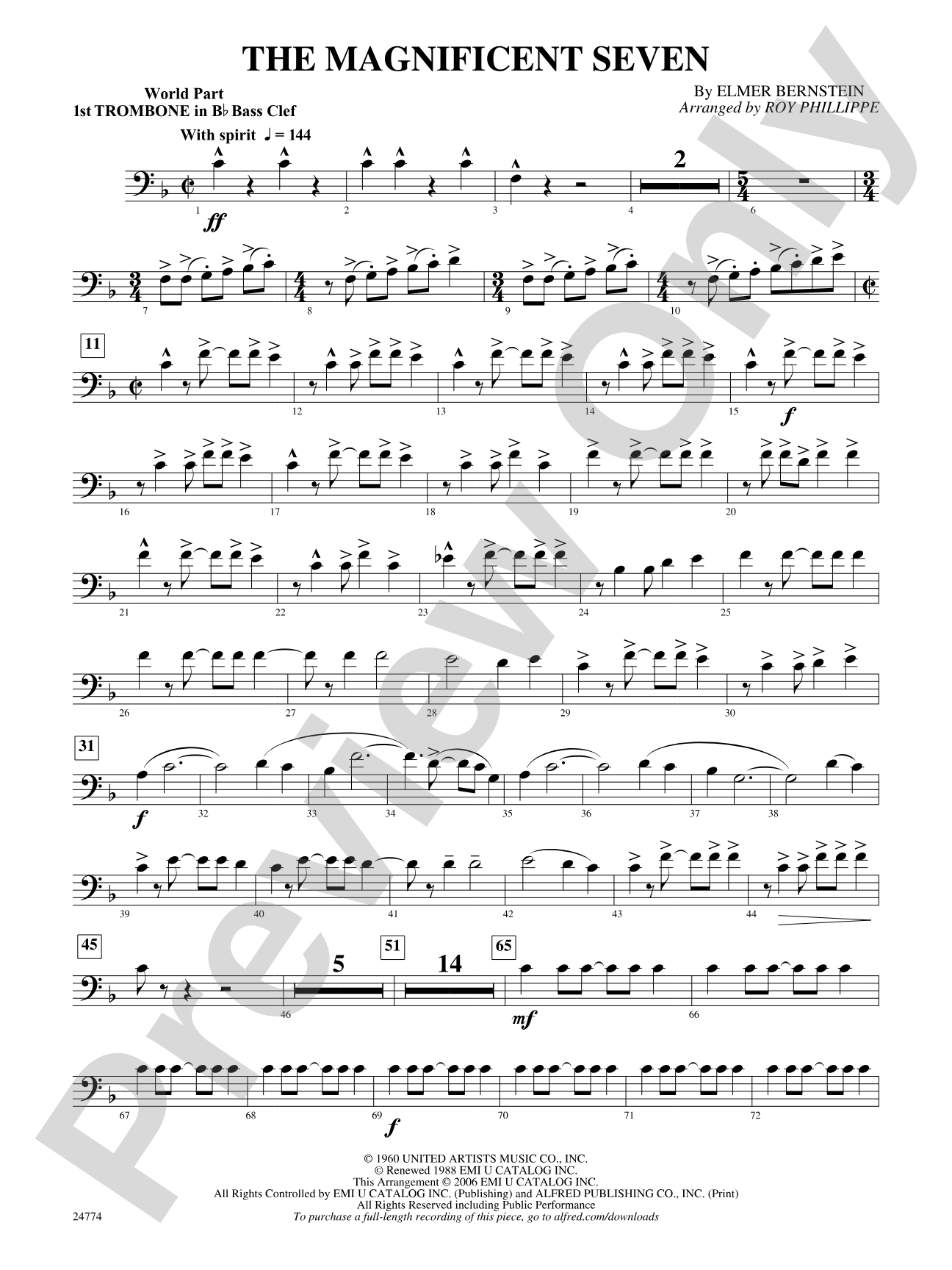The Magnificent Seven: (wp) 1st B-flat Trombone B.C.