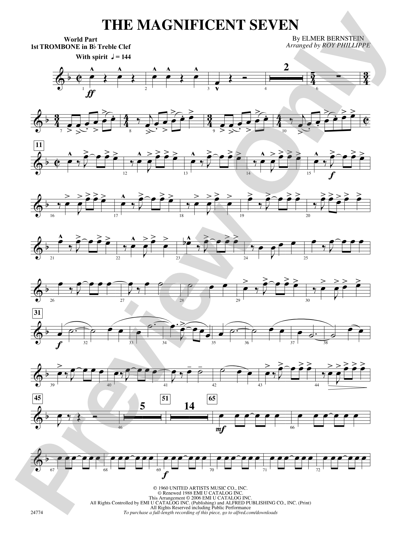 The Magnificent Seven: (wp) 1st B-flat Trombone T.C.