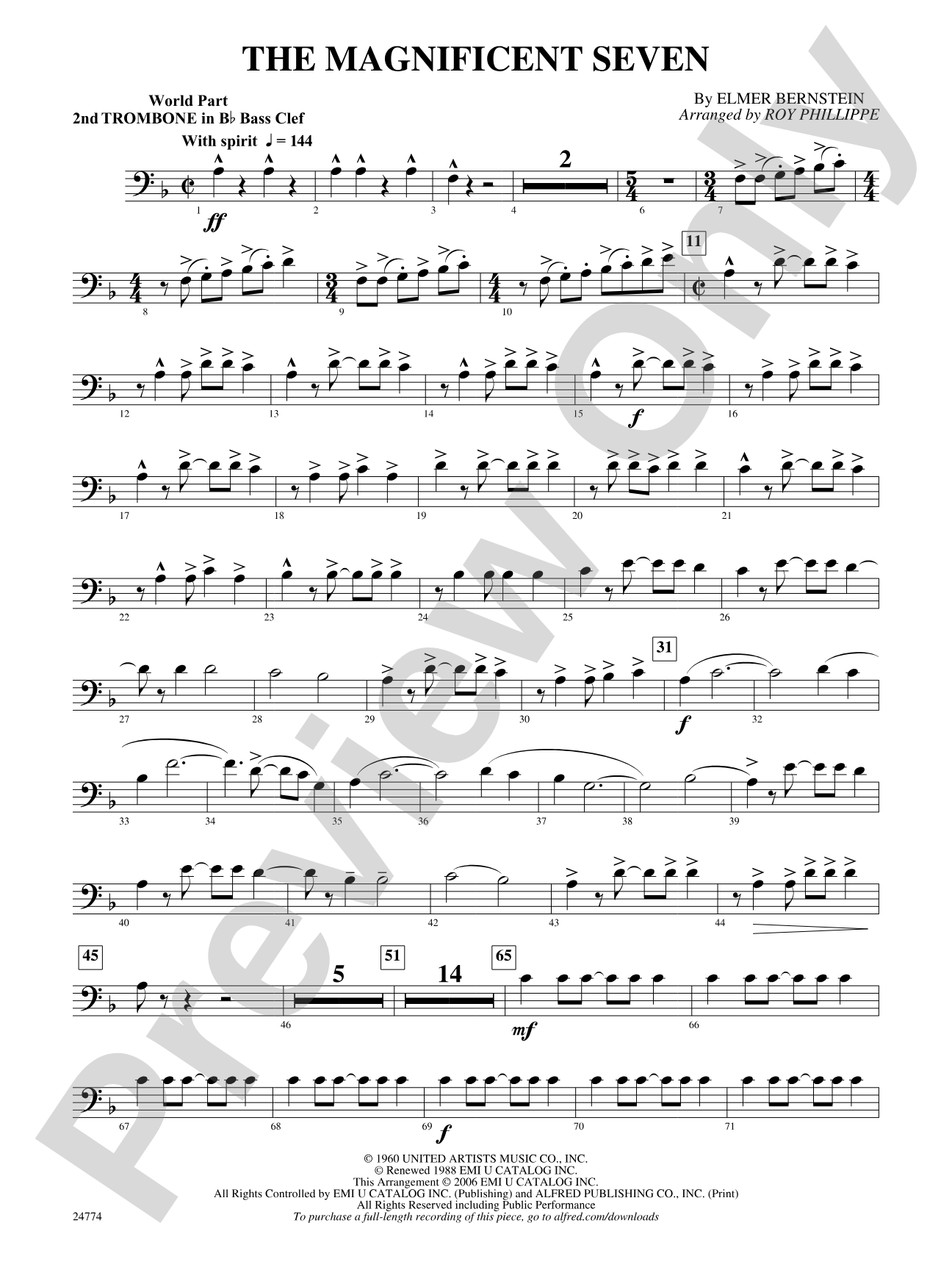 The Magnificent Seven: (wp) 2nd B-flat Trombone B.C.