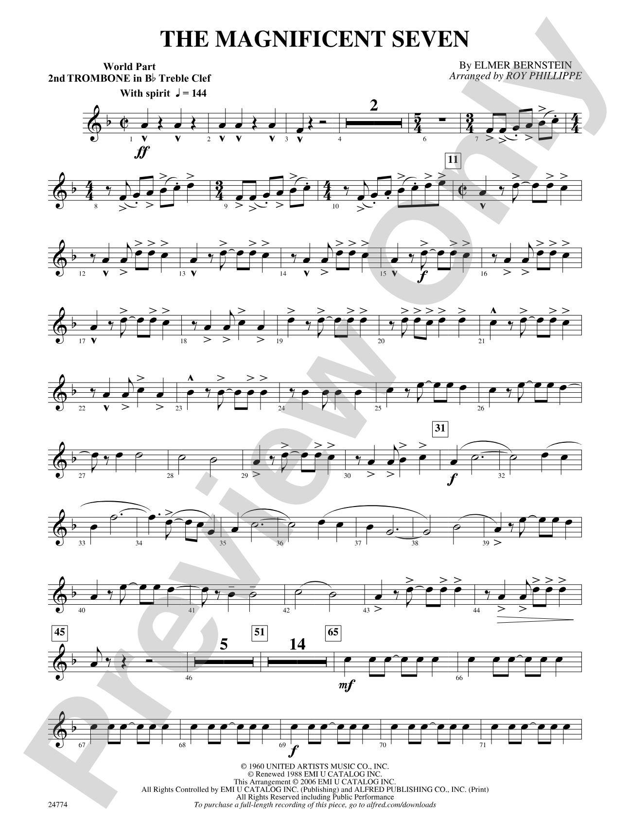 The Magnificent Seven: (wp) 2nd B-flat Trombone T.C.