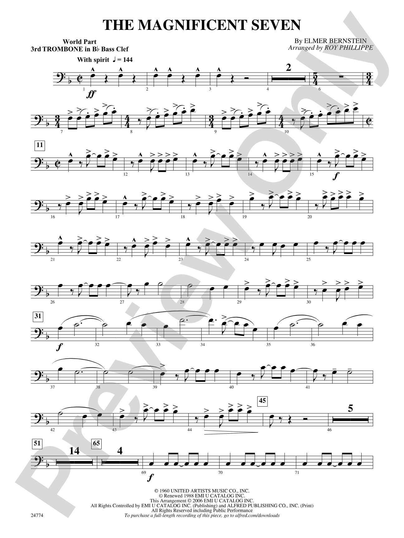 The Magnificent Seven: (wp) 3rd B-flat Trombone B.C.