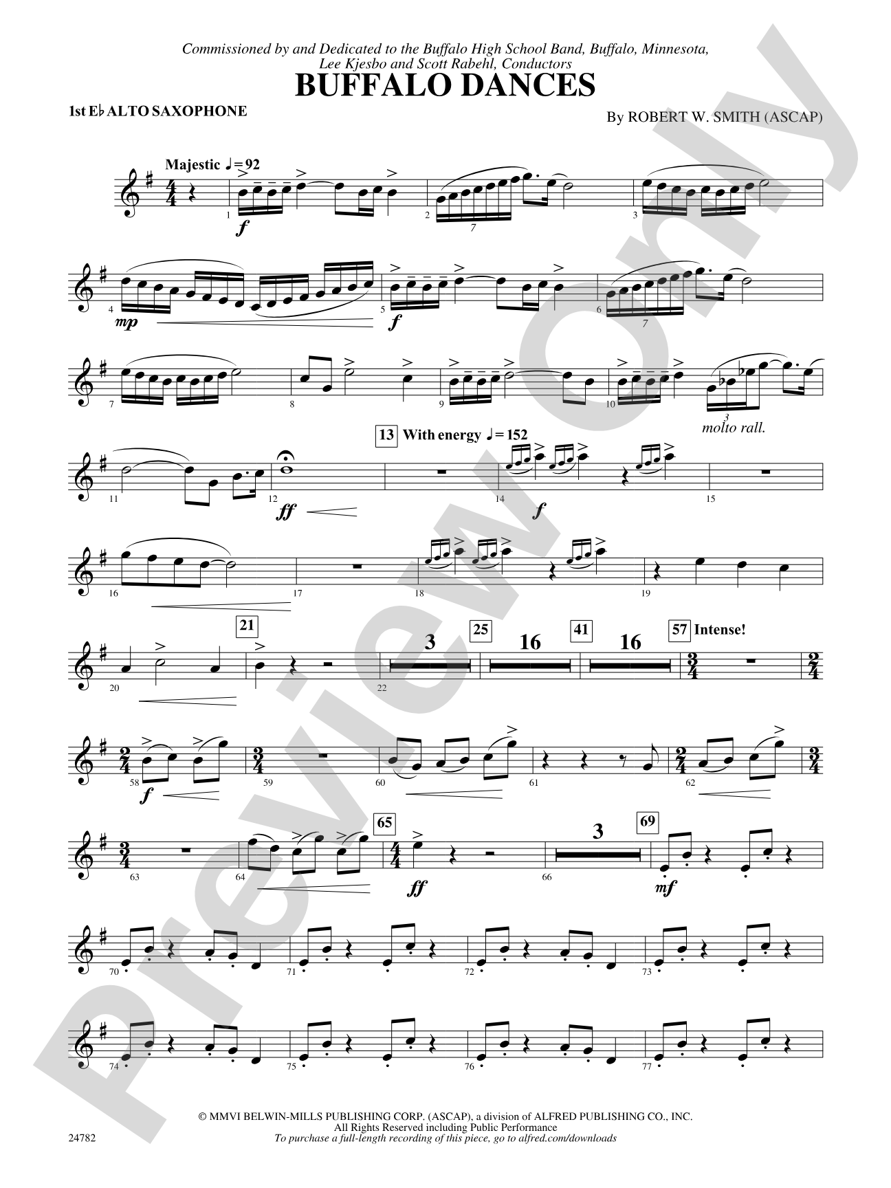 Buffalo Dances: E-flat Alto Saxophone