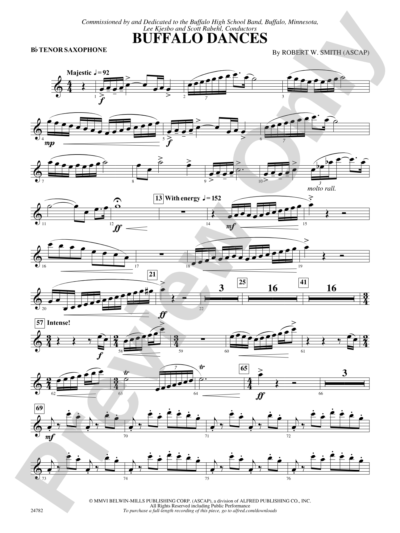 Buffalo Dances: B-flat Tenor Saxophone