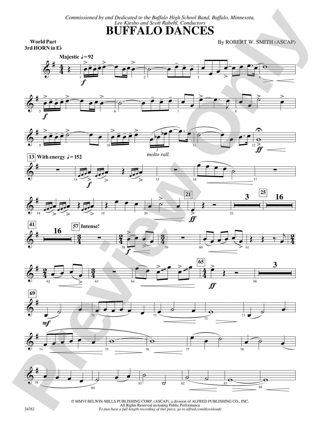 Buffalo Dances: (wp) 3rd Horn in E-flat