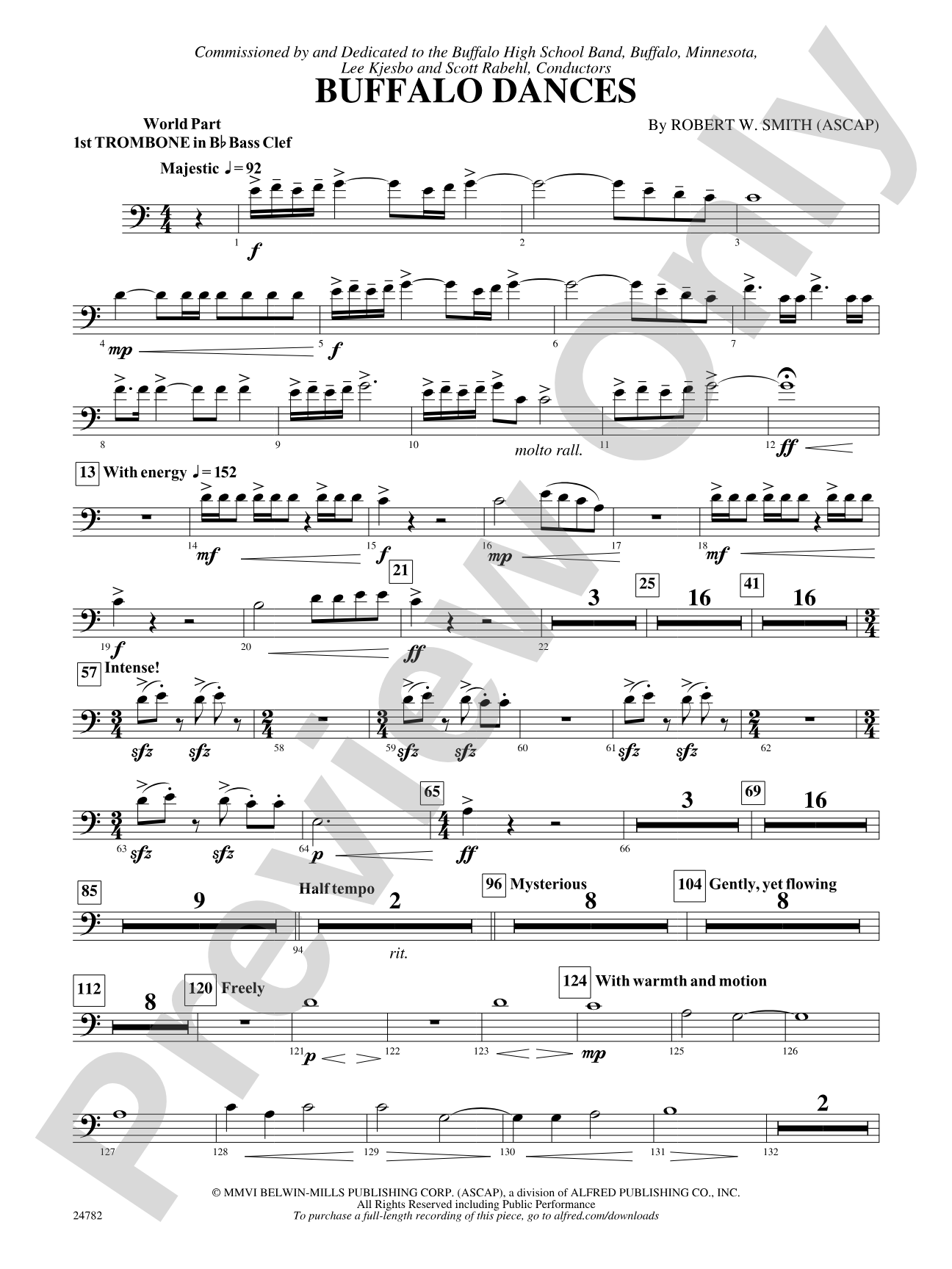 Buffalo Dances: (wp) 1st B-flat Trombone B.C.