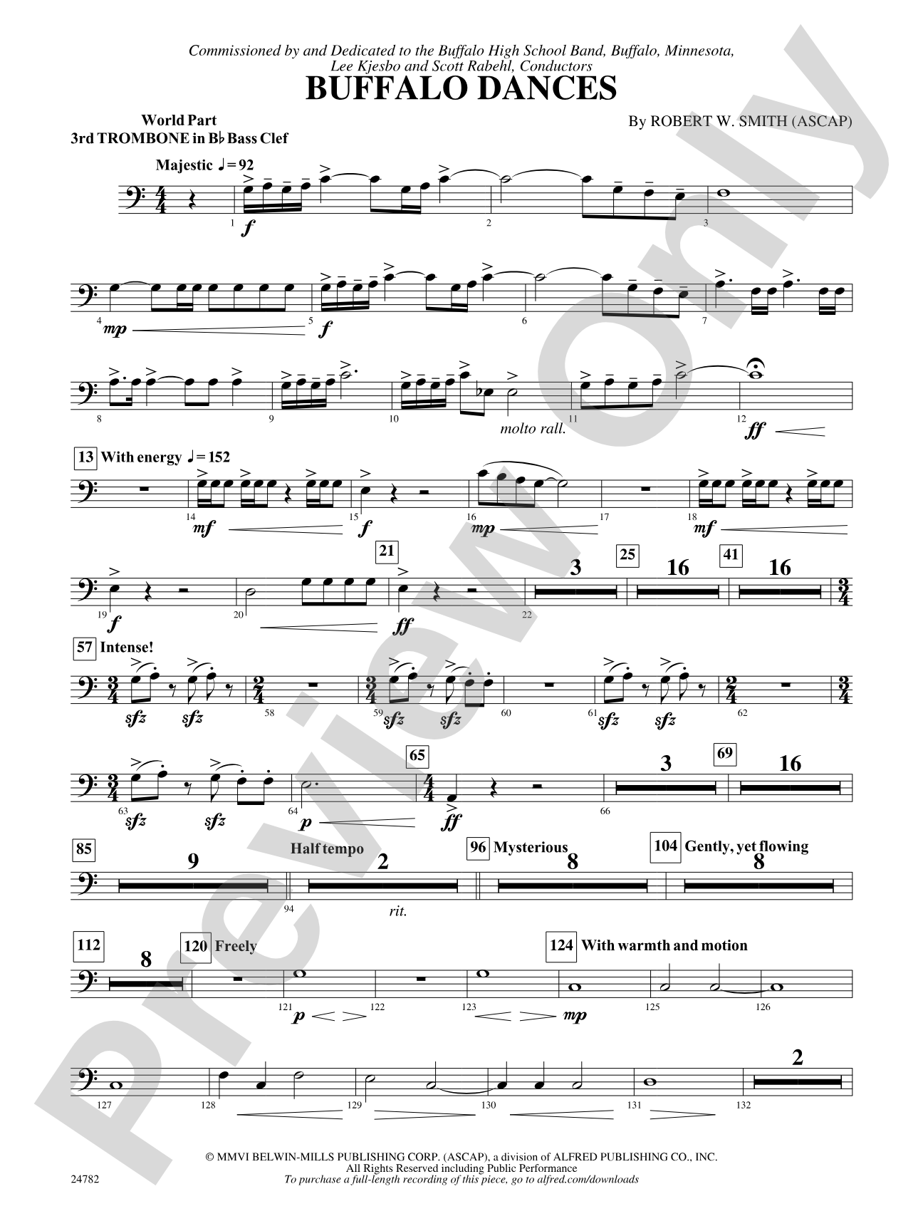 Buffalo Dances: (wp) 3rd B-flat Trombone B.C.