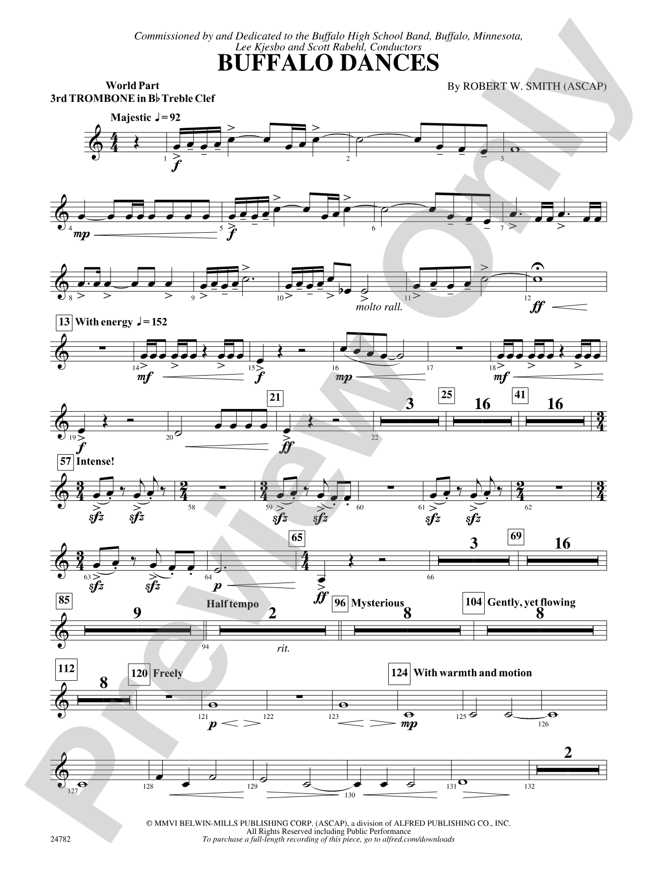 Buffalo Dances: (wp) 3rd B-flat Trombone T.C.