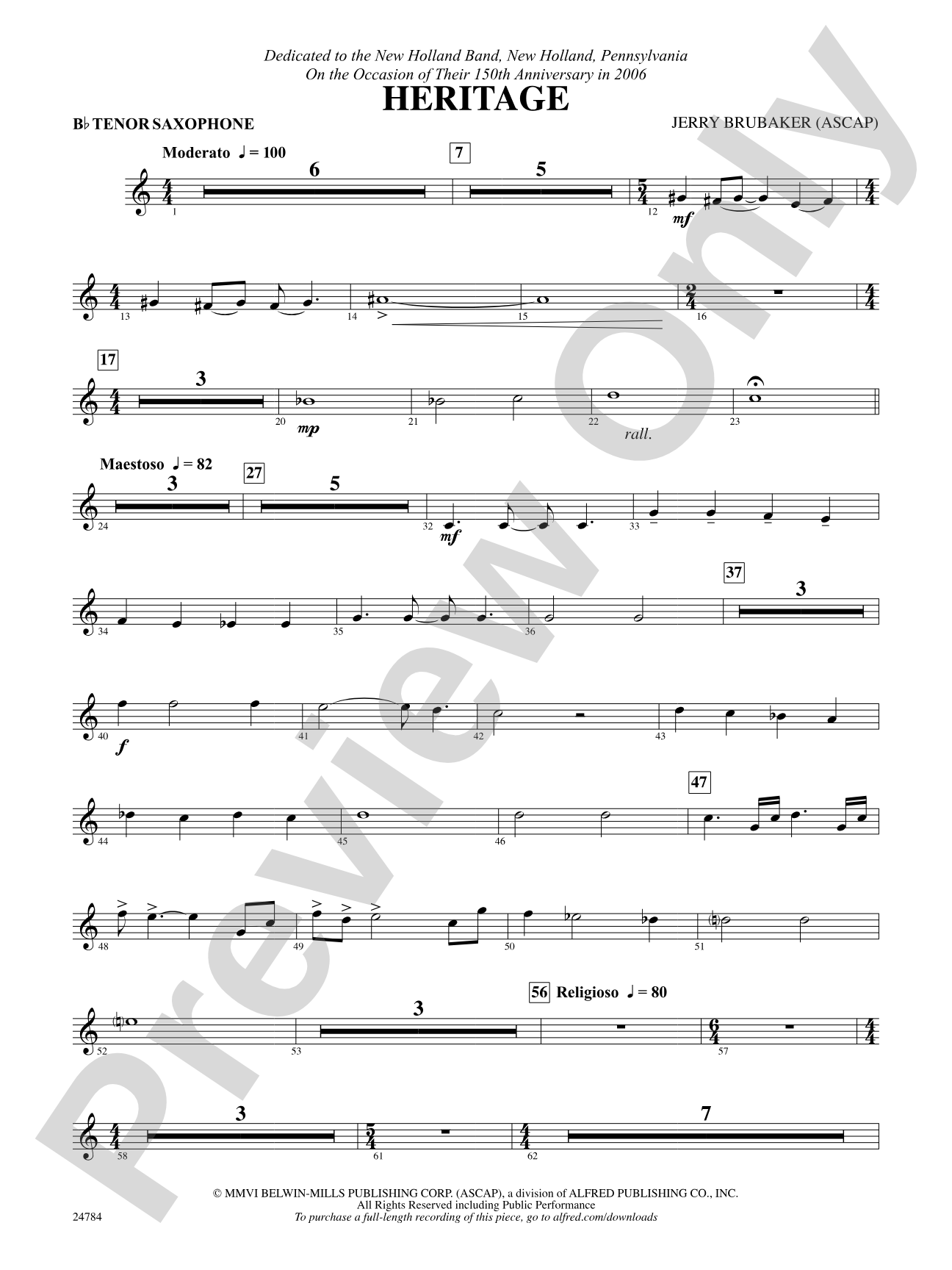 Heritage: B-flat Tenor Saxophone