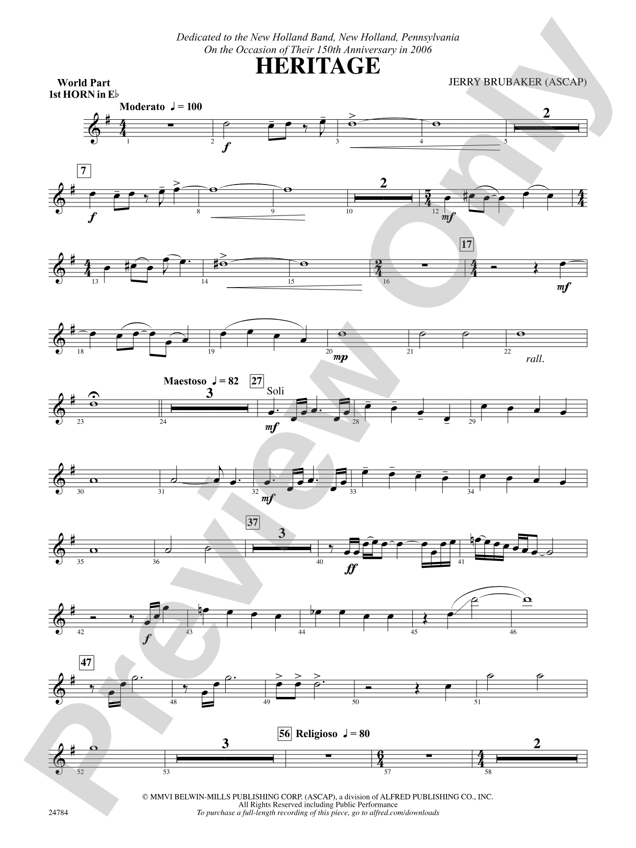 Heritage: (wp) 1st Horn in E-flat