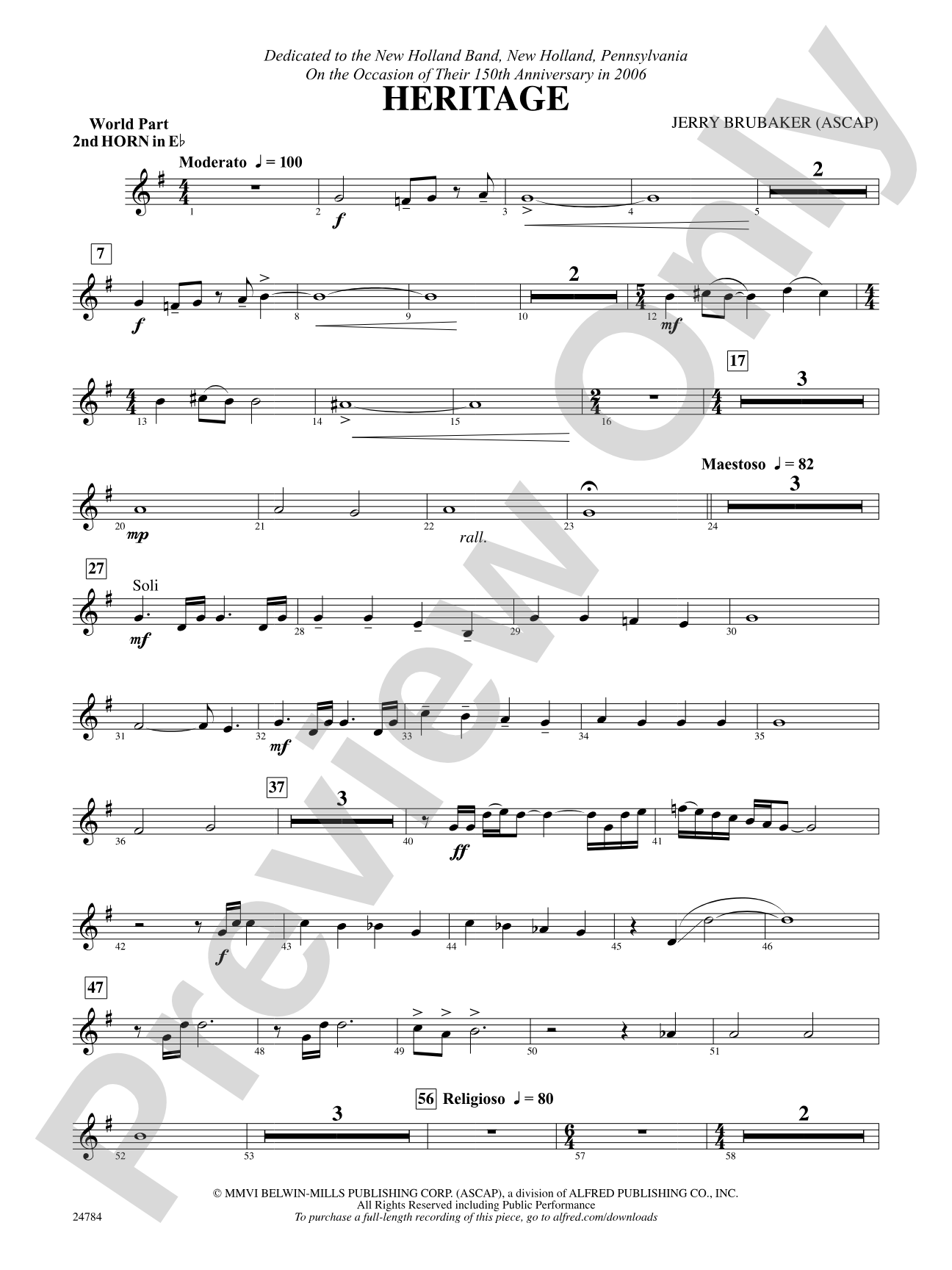 Heritage: (wp) 2nd Horn in E-flat