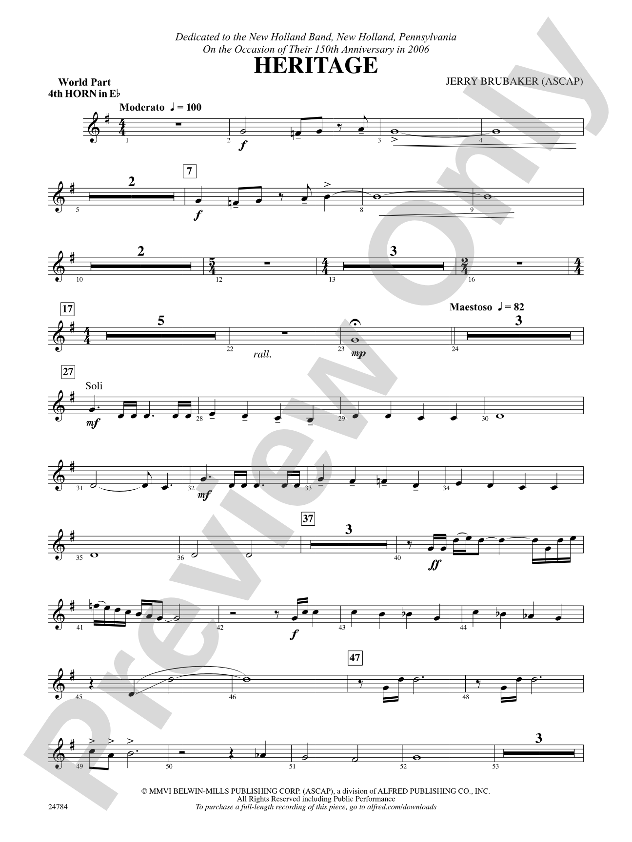 Heritage: (wp) 4th Horn in E-flat