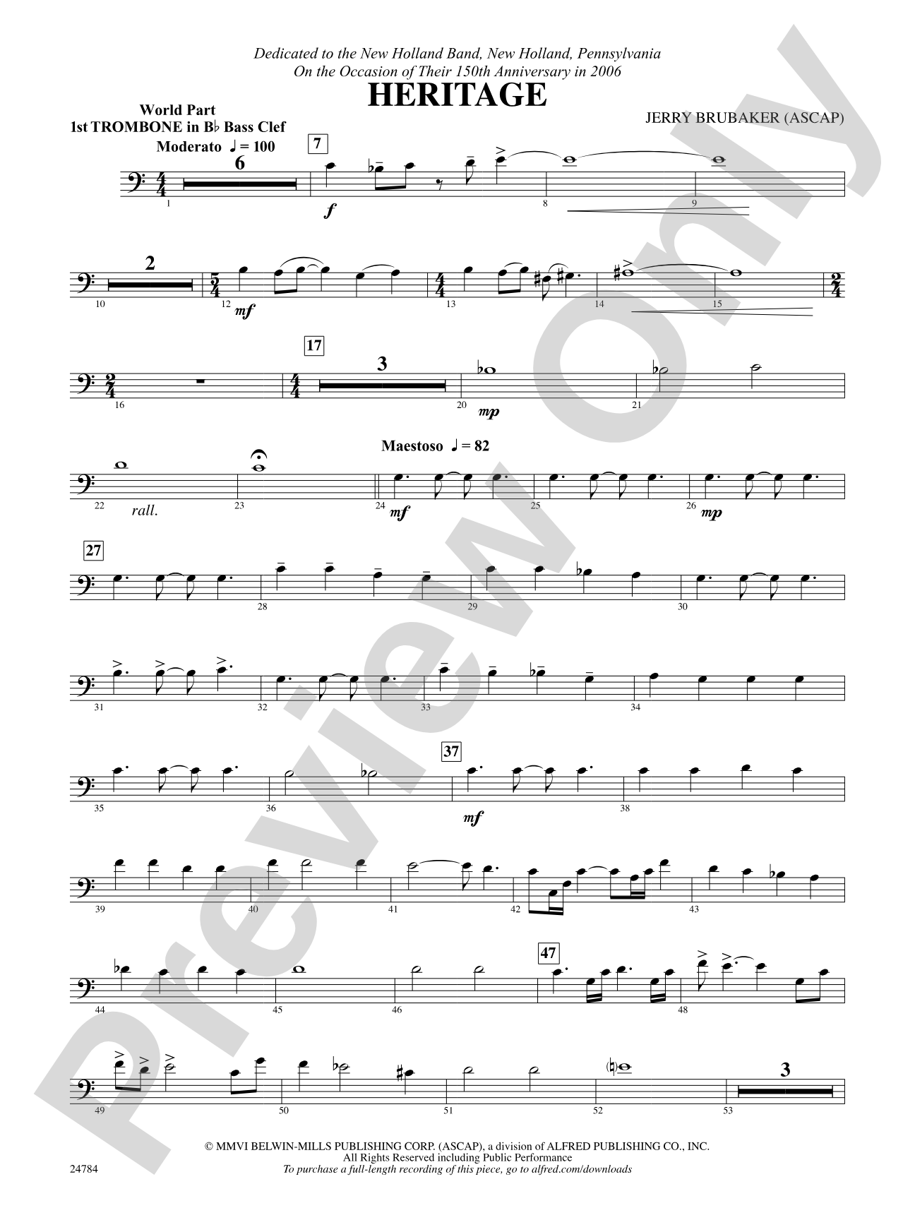 Heritage: (wp) 1st B-flat Trombone B.C.