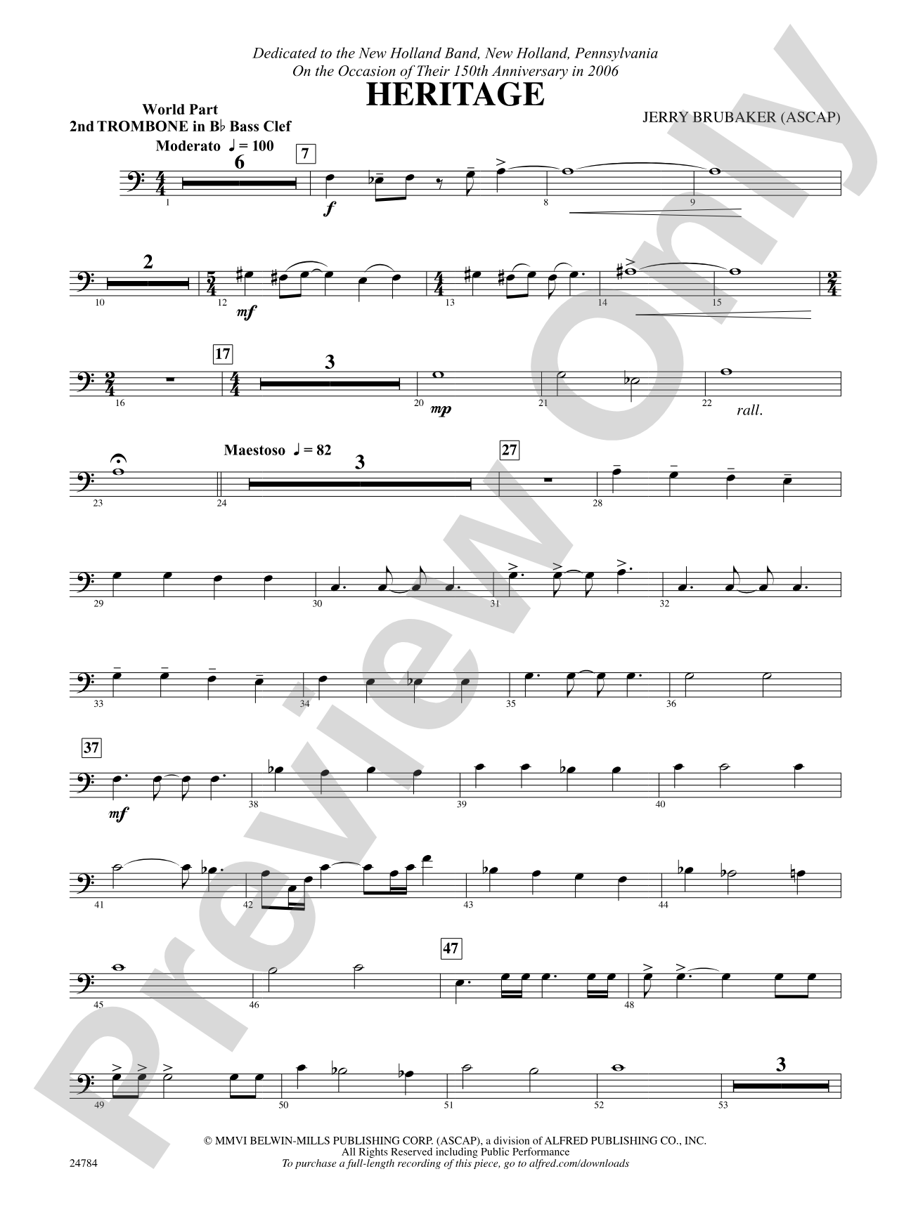 Heritage: (wp) 2nd B-flat Trombone B.C.