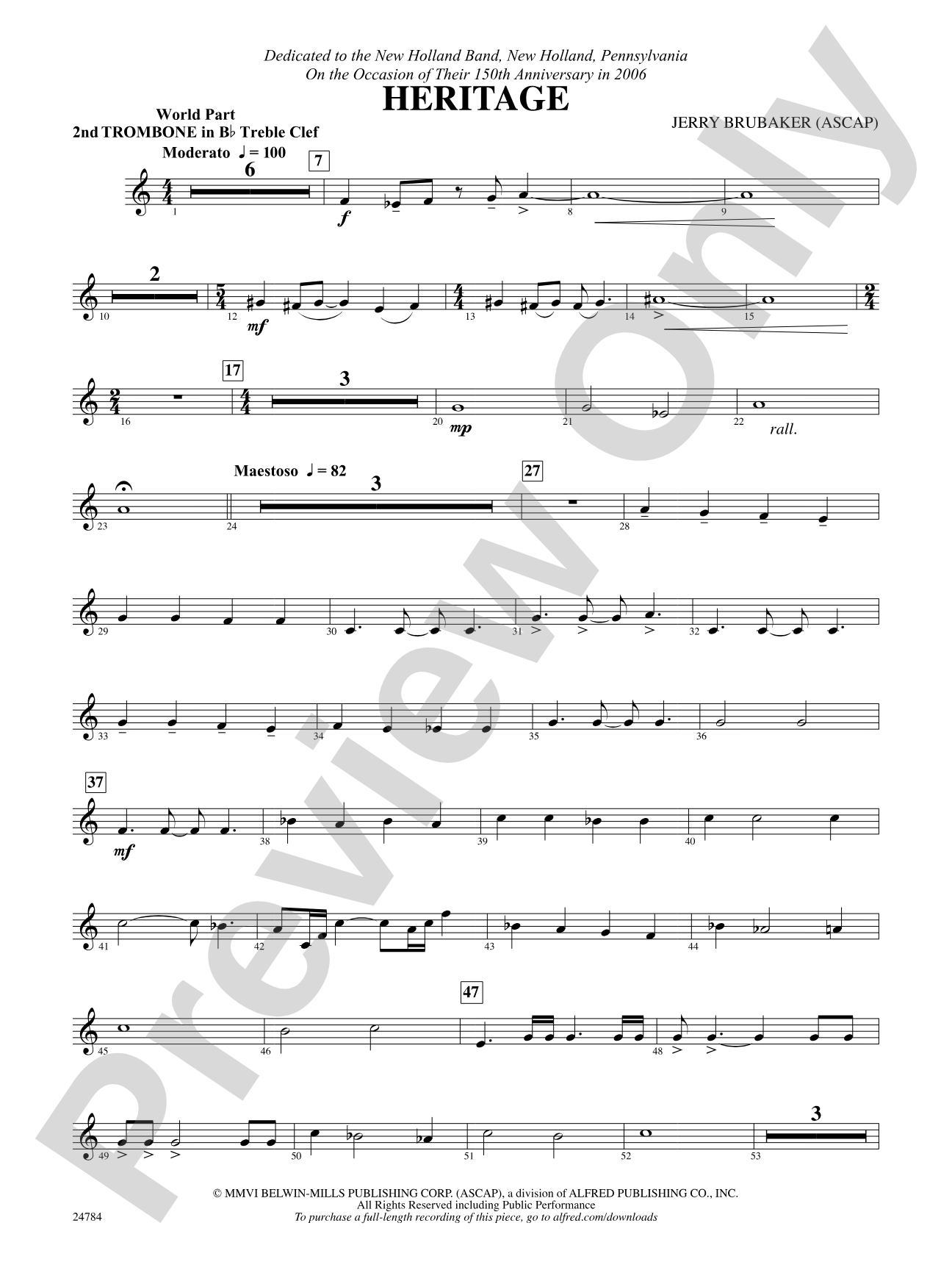 Heritage: (wp) 2nd B-flat Trombone T.C.