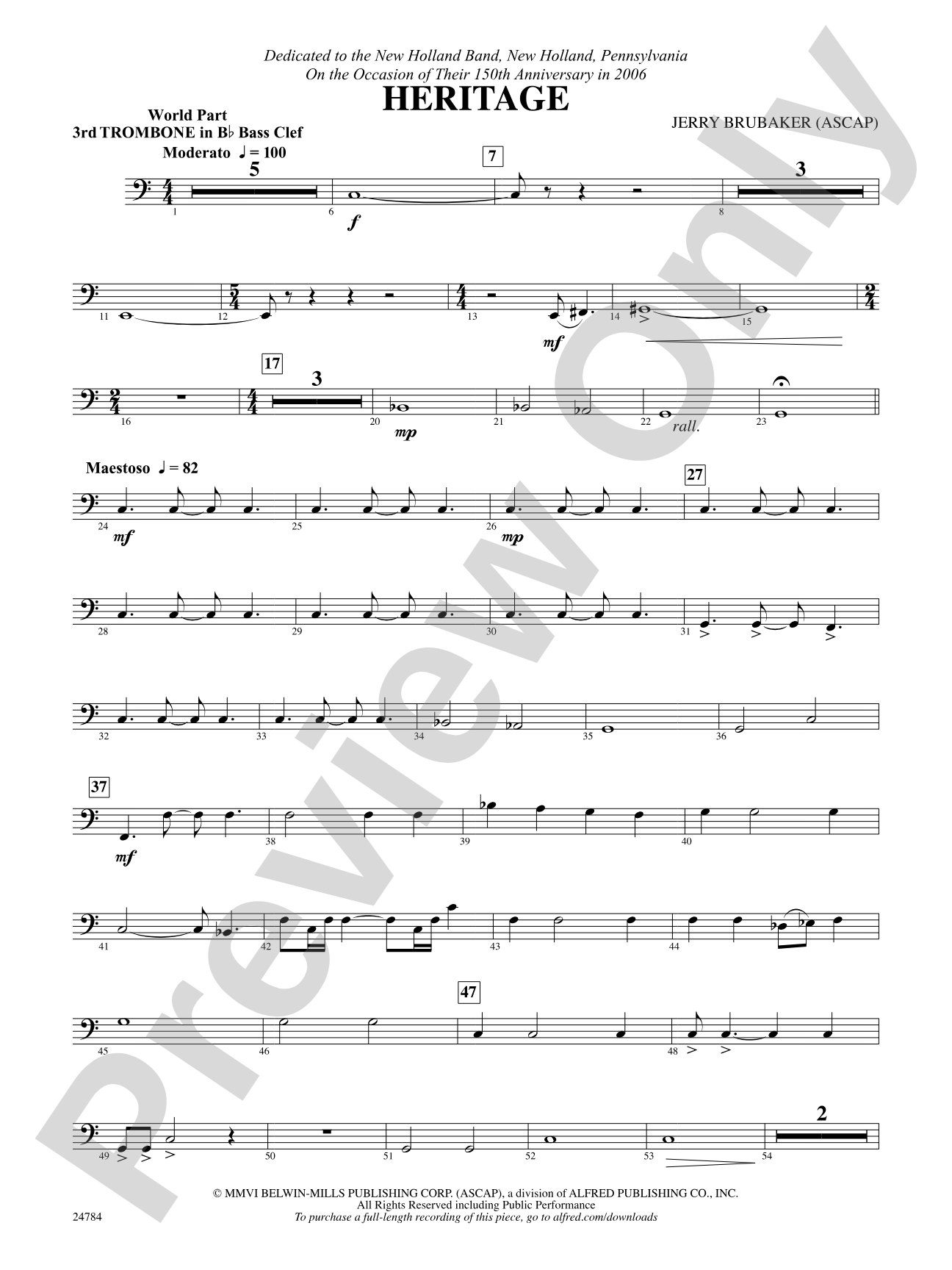 Heritage: (wp) 3rd B-flat Trombone B.C.