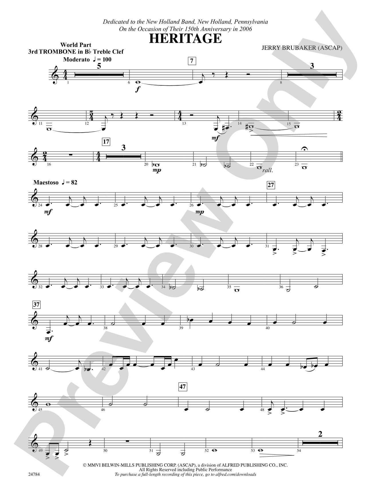 Heritage: (wp) 3rd B-flat Trombone T.C.