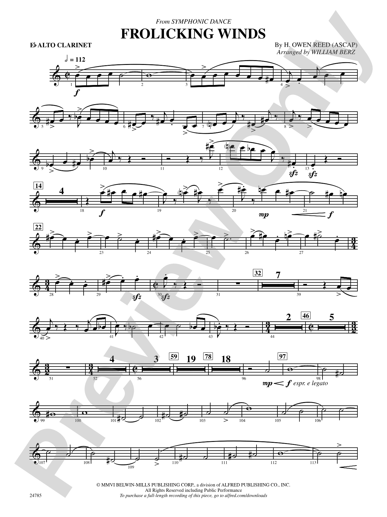 Frolicking Winds (from Symphonic Dance): E-flat Alto Clarinet