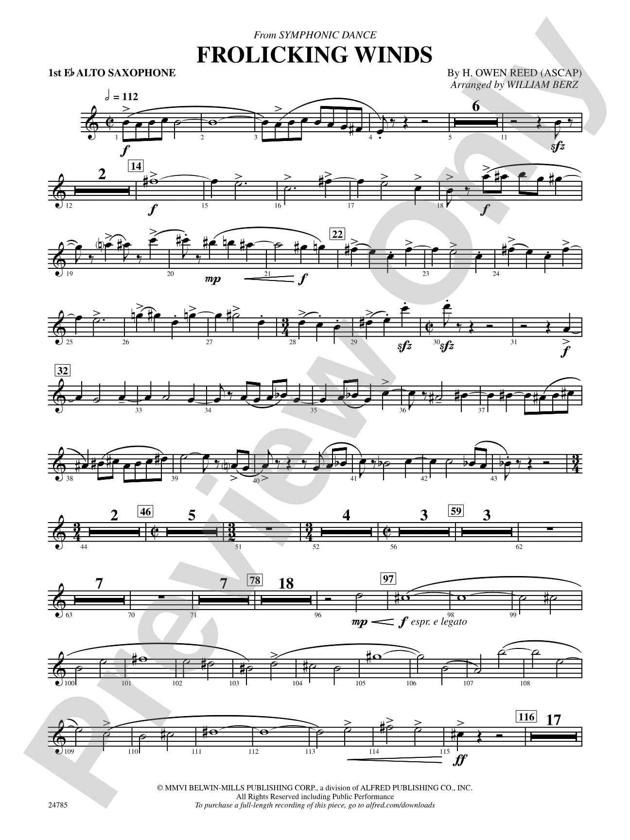 Frolicking Winds (from Symphonic Dance): E-flat Alto Saxophone