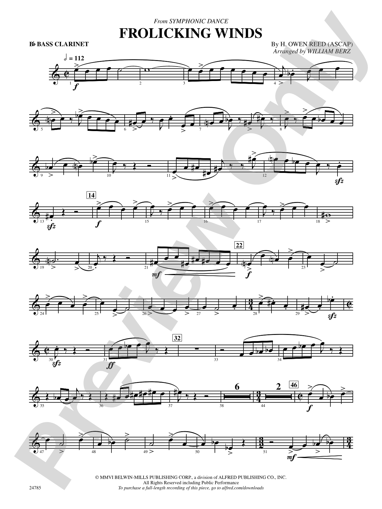 Frolicking Winds (from Symphonic Dance): B-flat Bass Clarinet