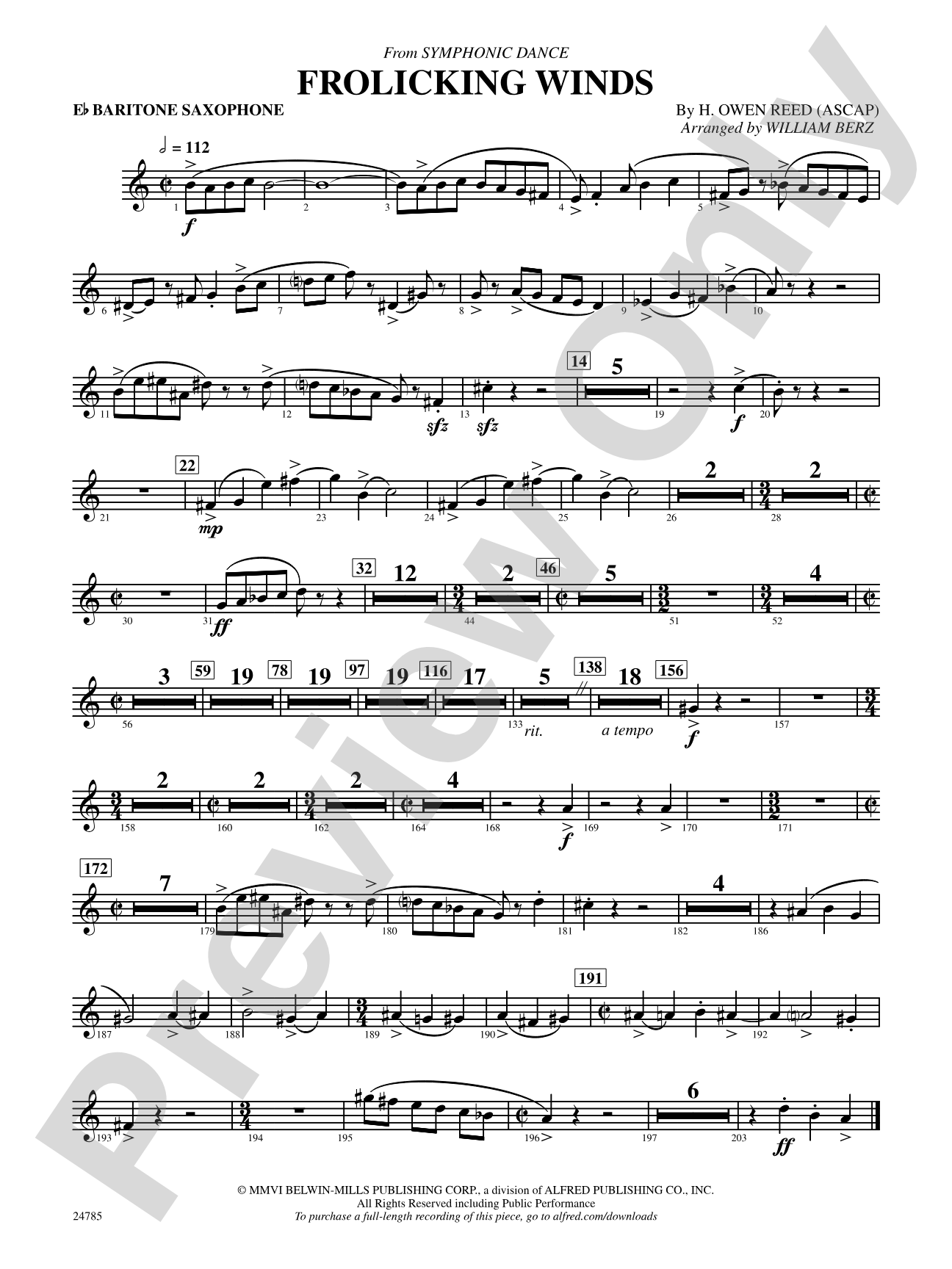 Frolicking Winds (from Symphonic Dance): E-flat Baritone Saxophone