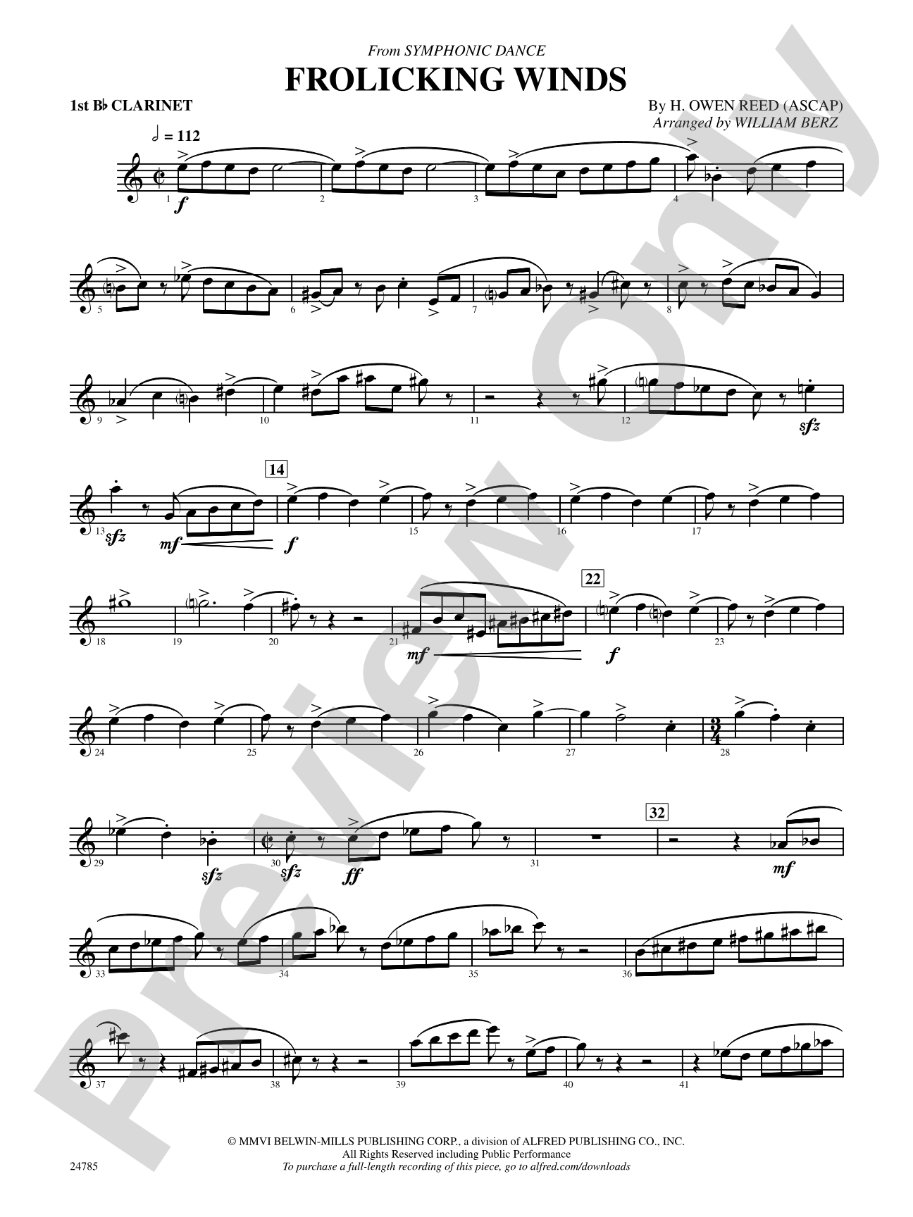 Frolicking Winds (from Symphonic Dance): 1st B-flat Clarinet